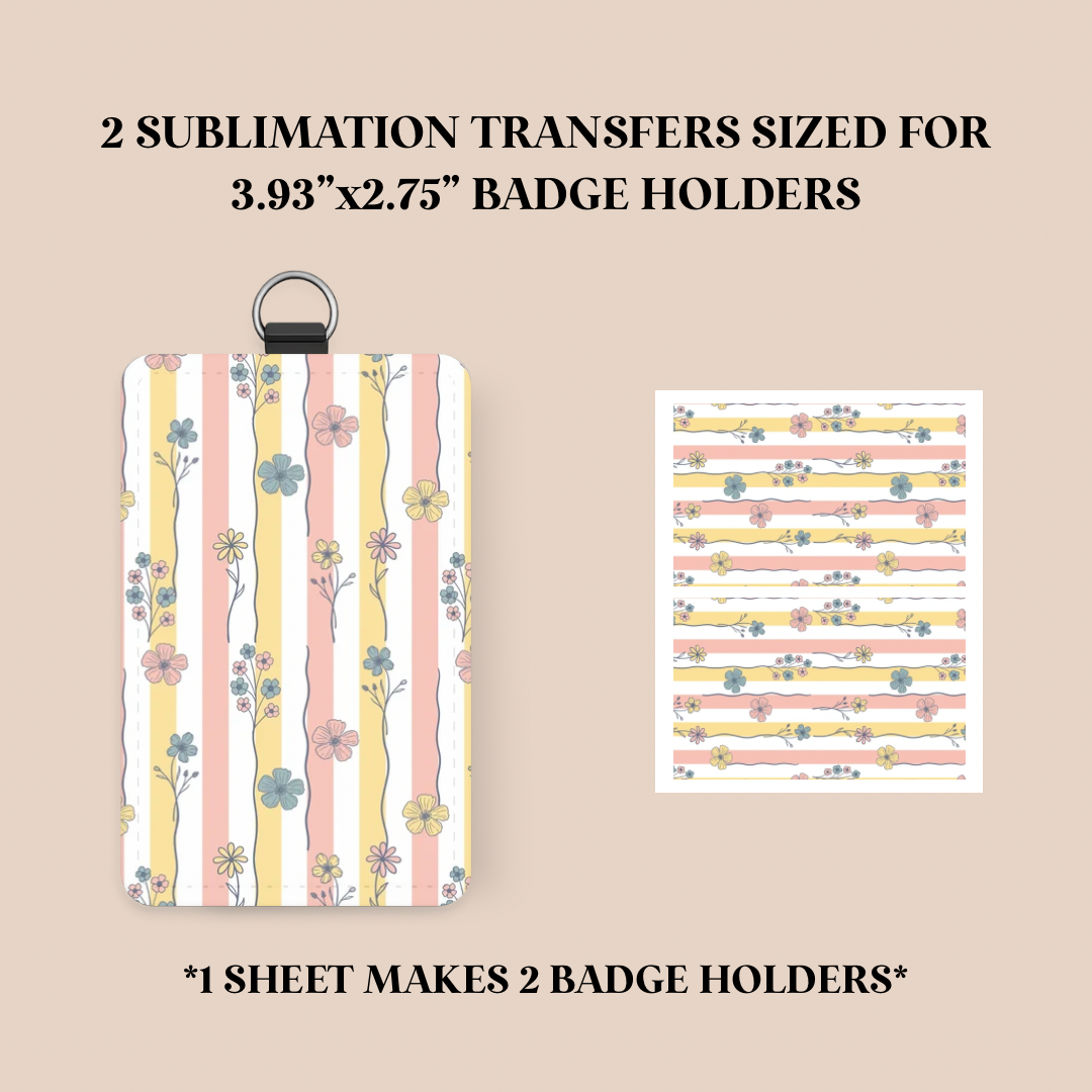 Floral Stripes Badge Holder Sublimation Transfer