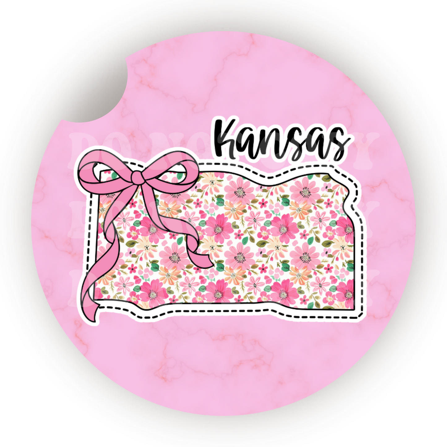 Floral State (Choose Your State) Car Coaster Sublimation Transfer (Set of 2)
