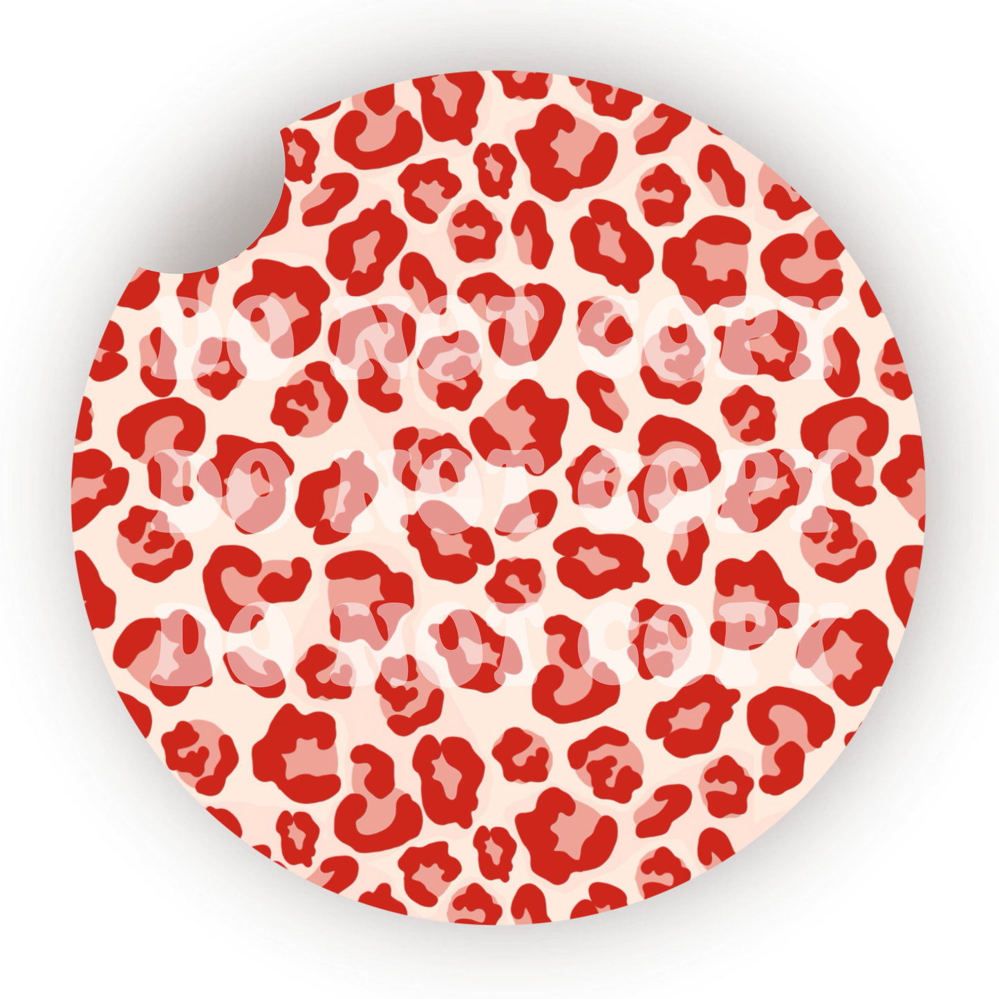 Red Leopard Print Car Coaster Sublimation Transfer (Set of 2)
