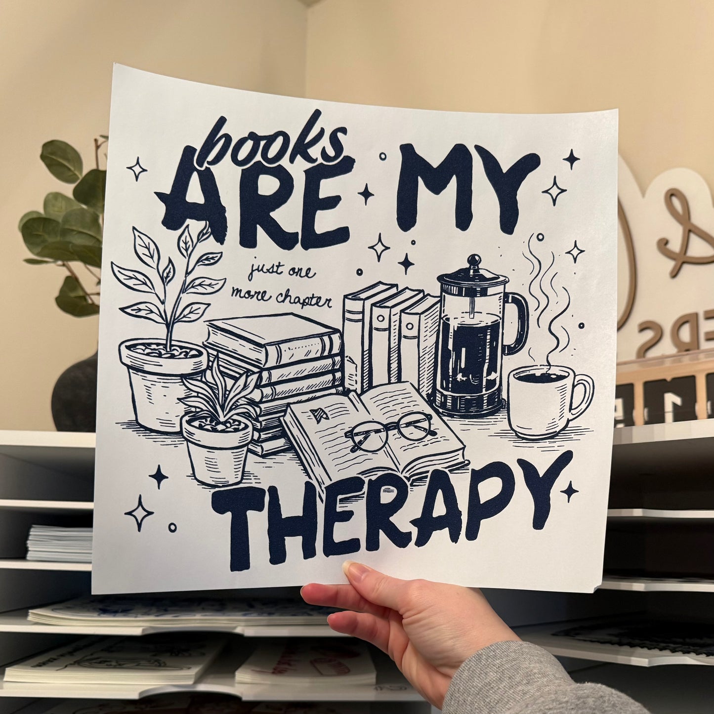 Books Are My Therapy Single Color (Navy)