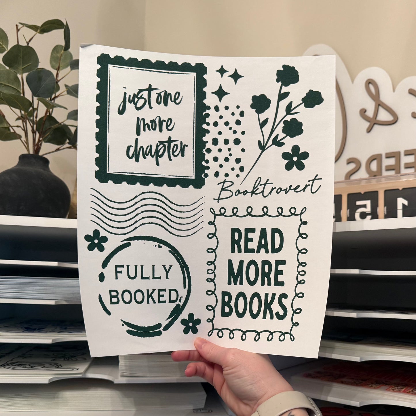 Bookish Collage Single Color (Hunter Green)