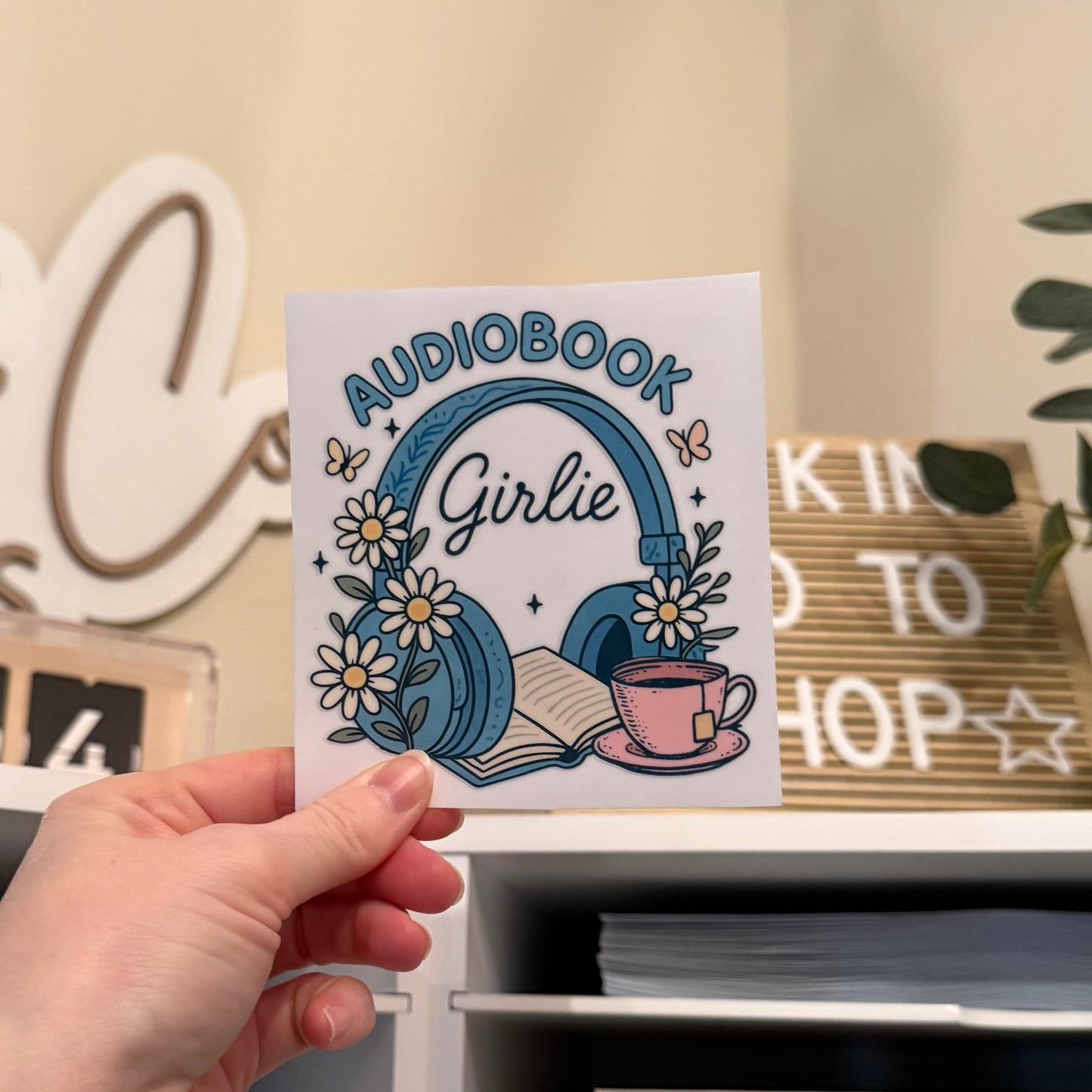 Audiobook Girlie UVDTF 4” Decal