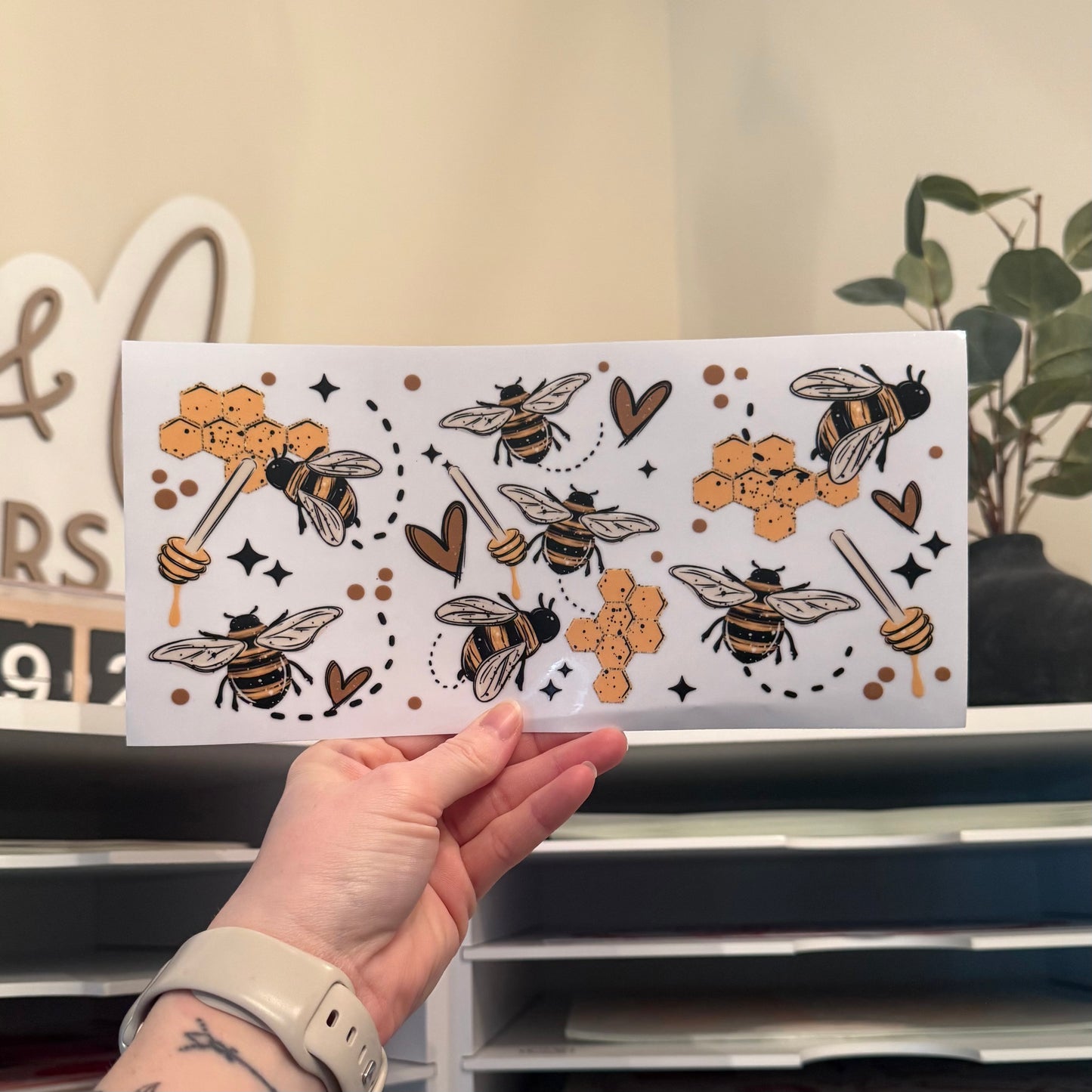 Bees & Honey UVDTF 16oz Glass Can Wrap