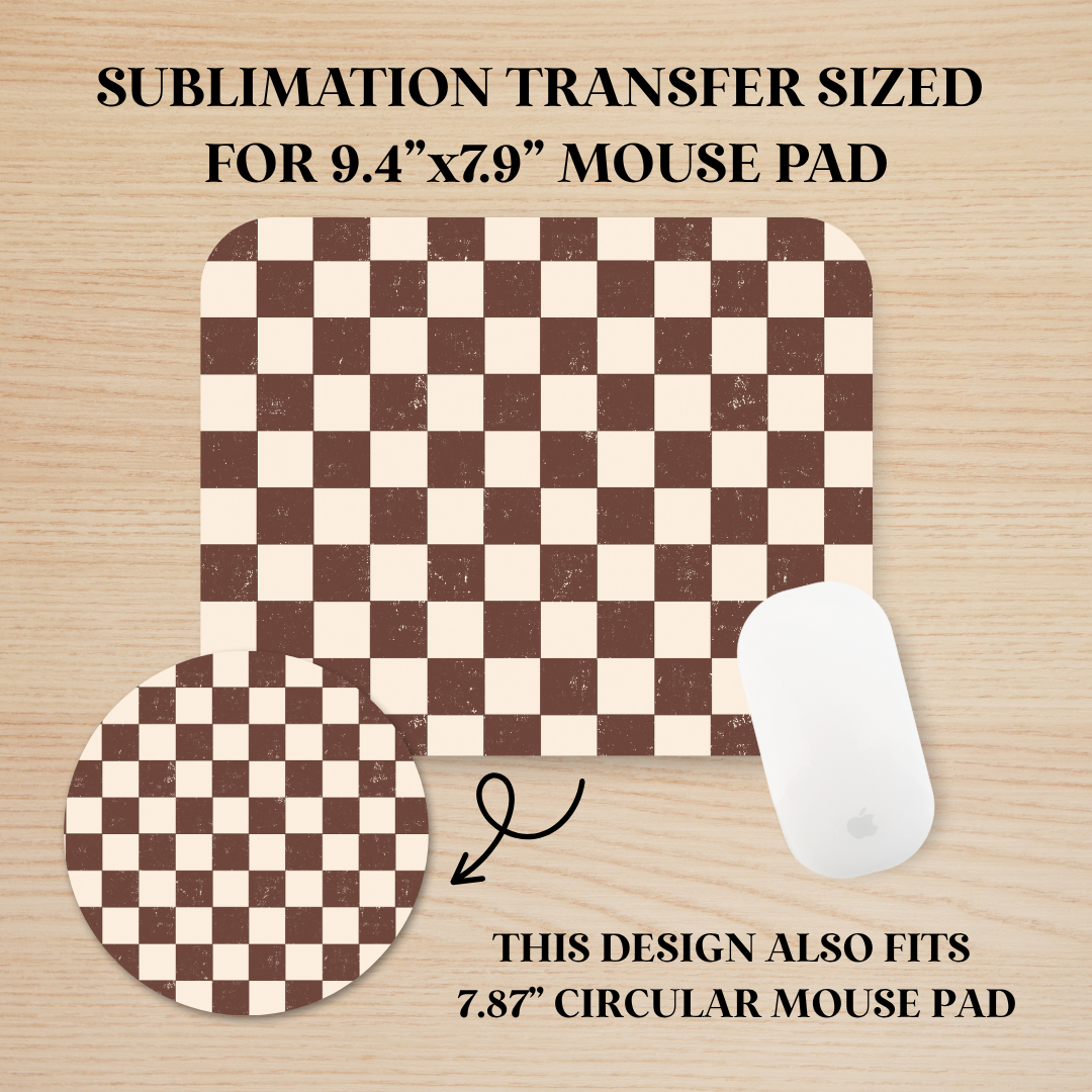 Brown & Cream Checker Mouse Pad Sublimation Transfer