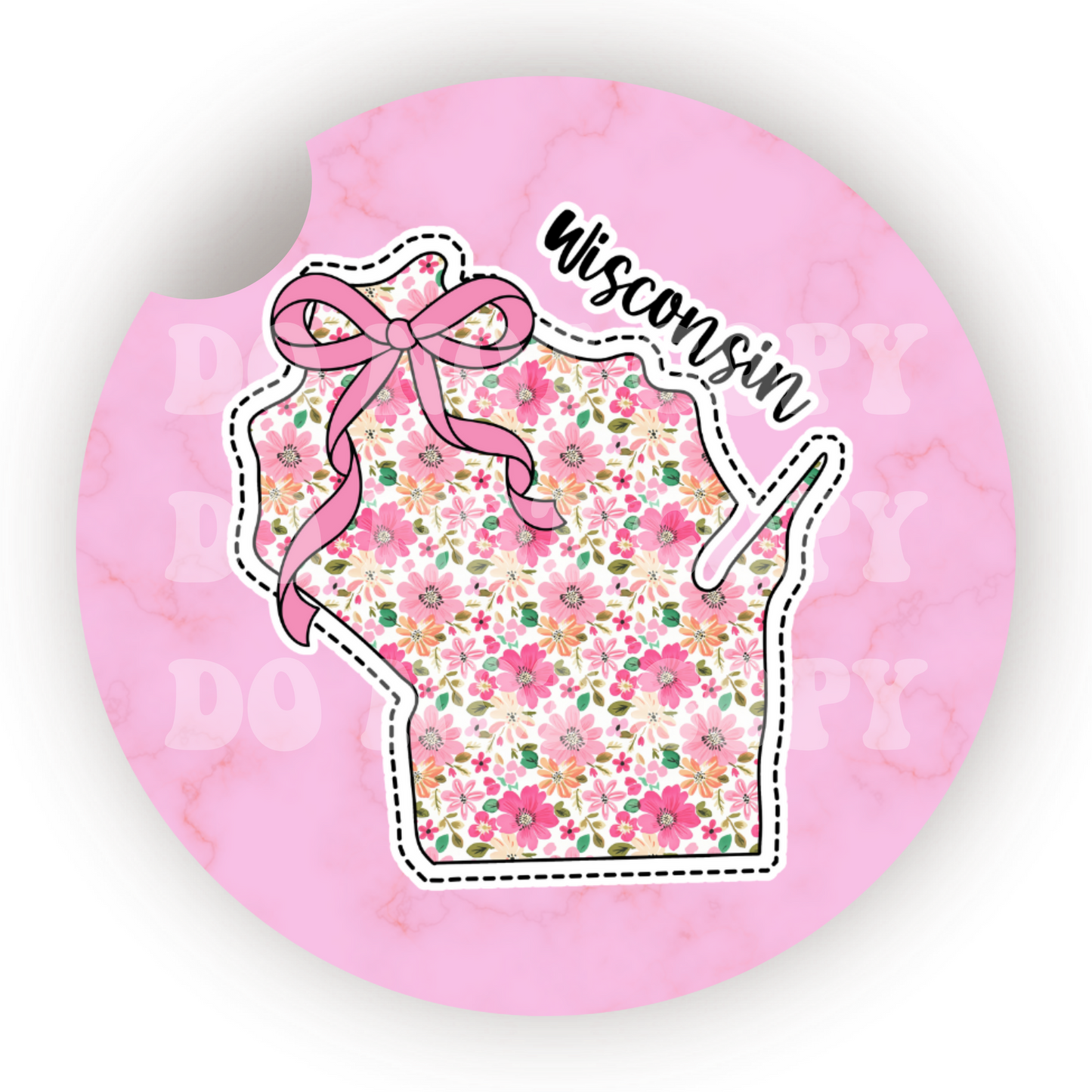 Floral State (Choose Your State) Car Coaster Sublimation Transfer (Set of 2)