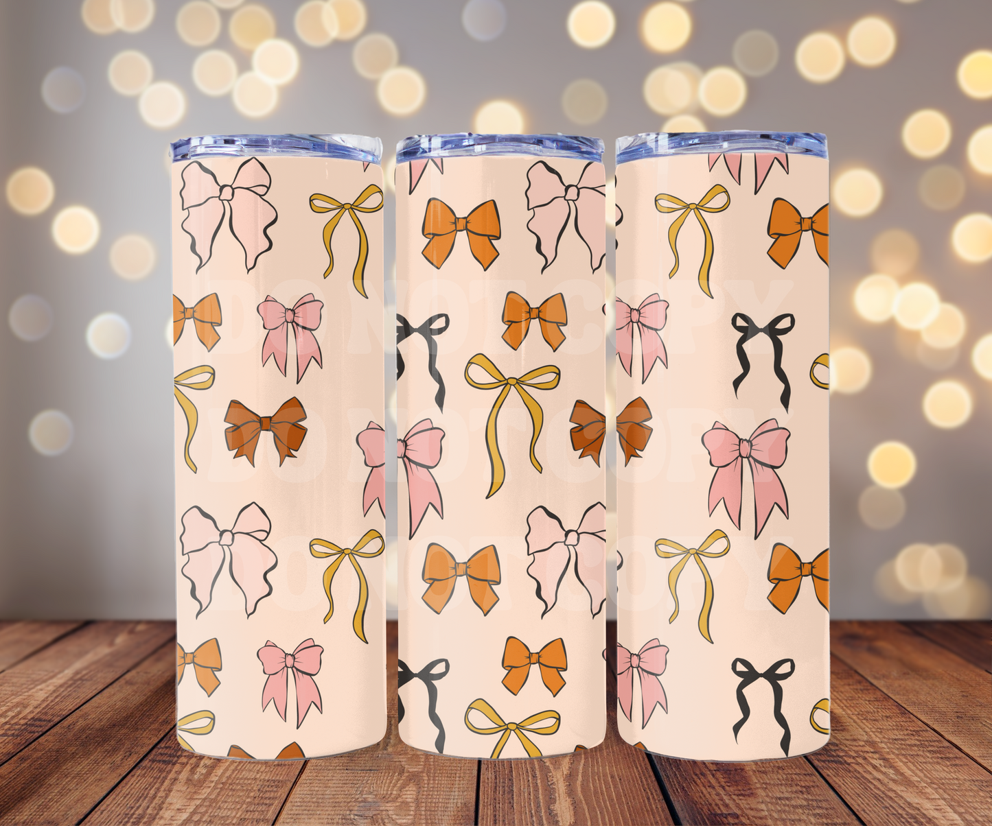 Fall Bows 20 oz Skinny Tumbler Sublimation Transfer - Seamless