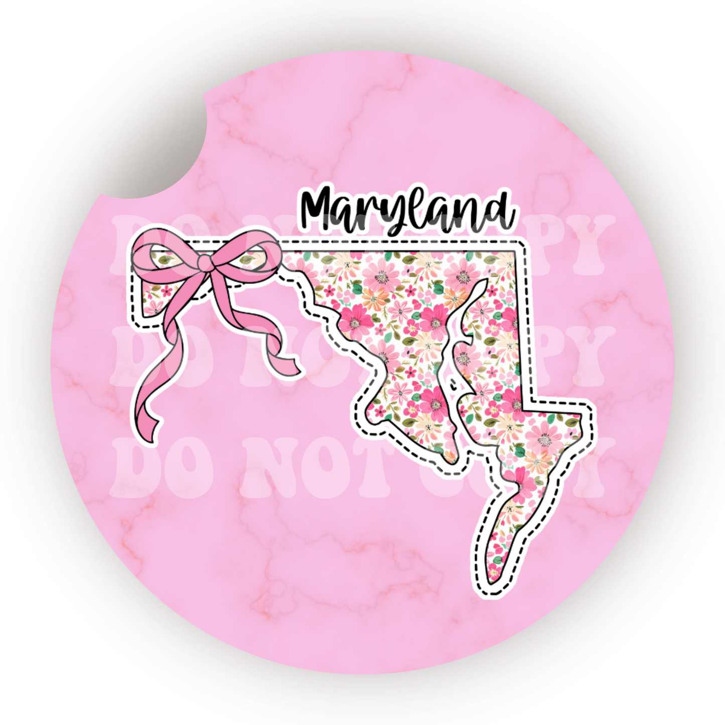 Floral State (Choose Your State) Car Coaster Sublimation Transfer (Set of 2)