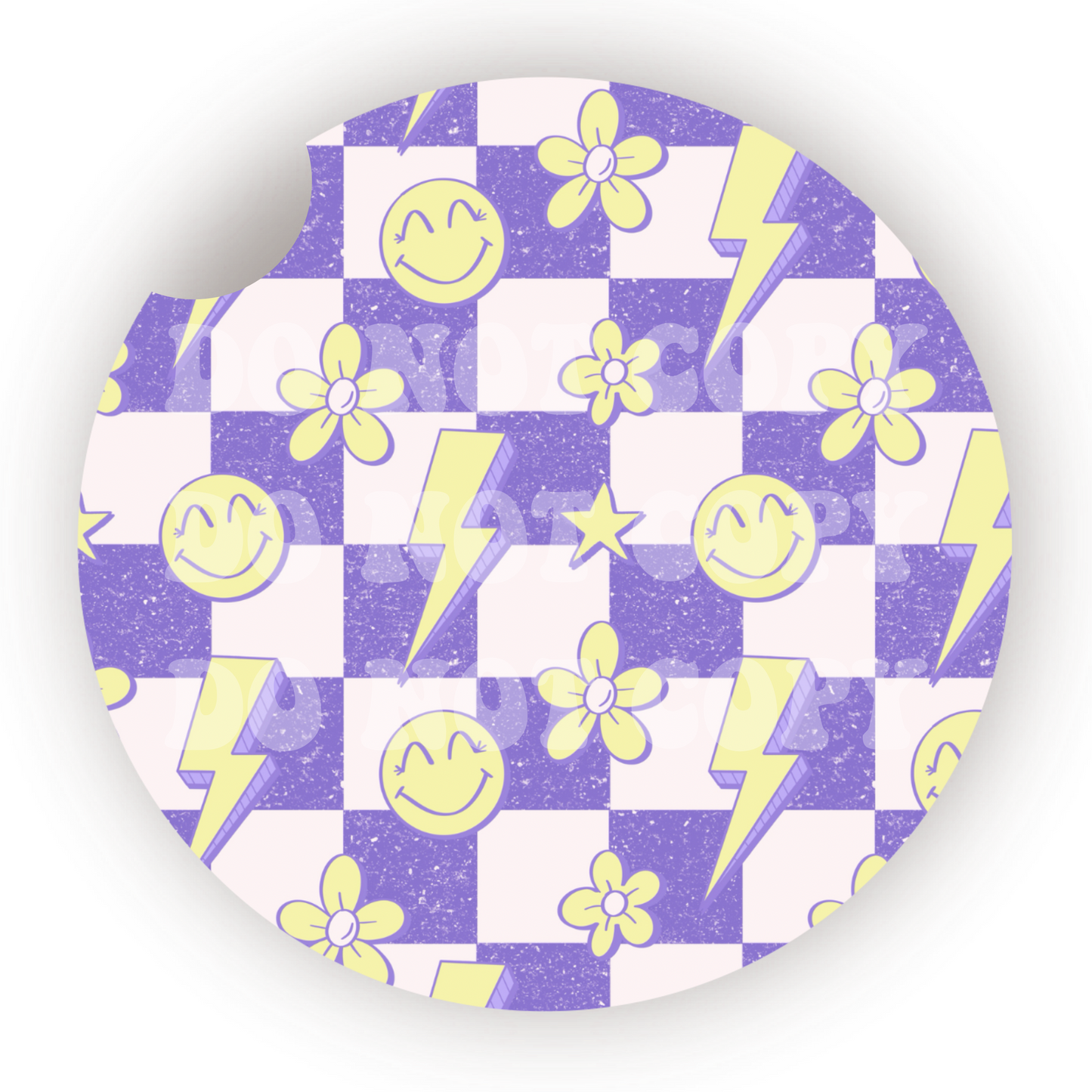 Retro Checker Car Coaster Sublimation Transfer (Set of 2)