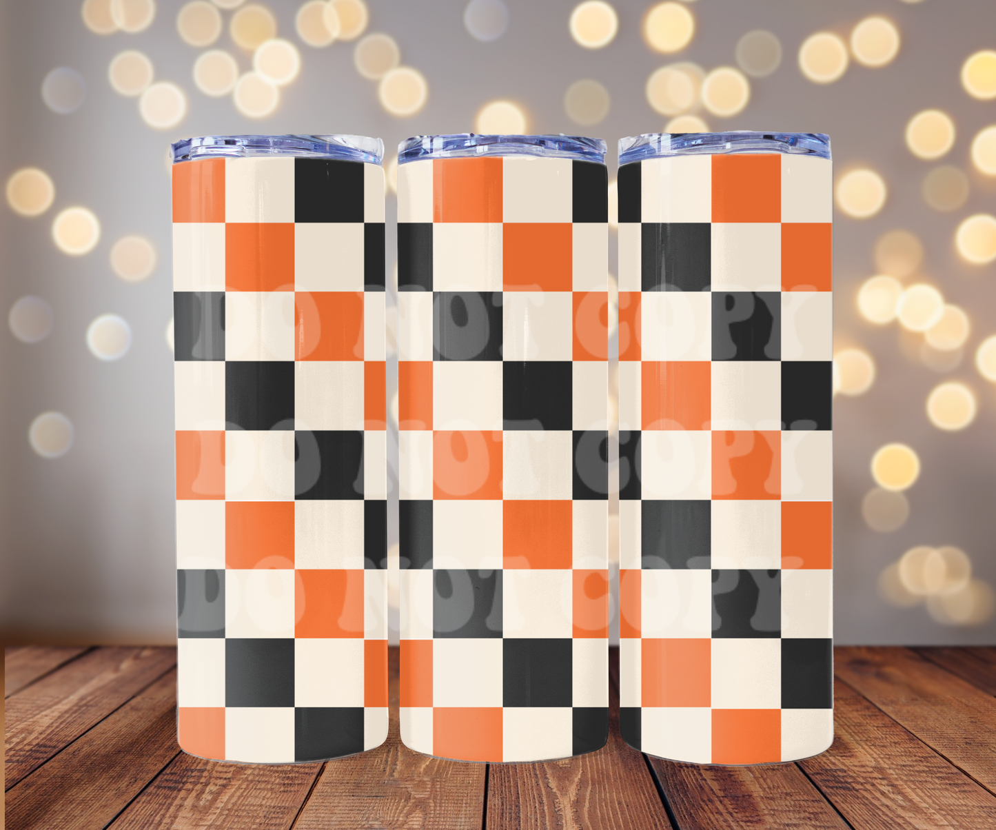 Halloween Checks 20 oz Skinny Tumbler Sublimation Transfer