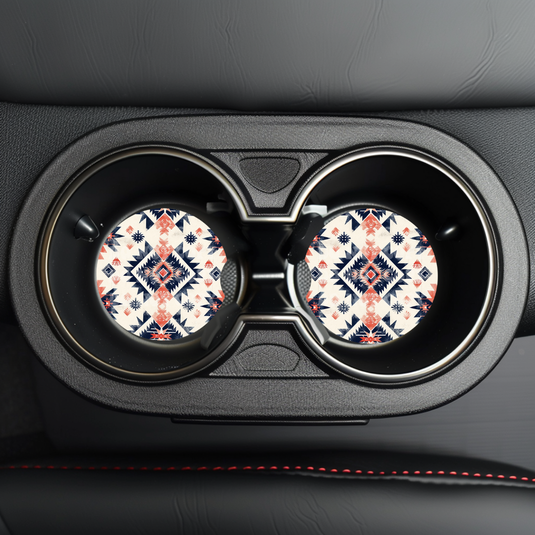 Aztec Print Car Coaster Sublimation Transfer (Set of 2)