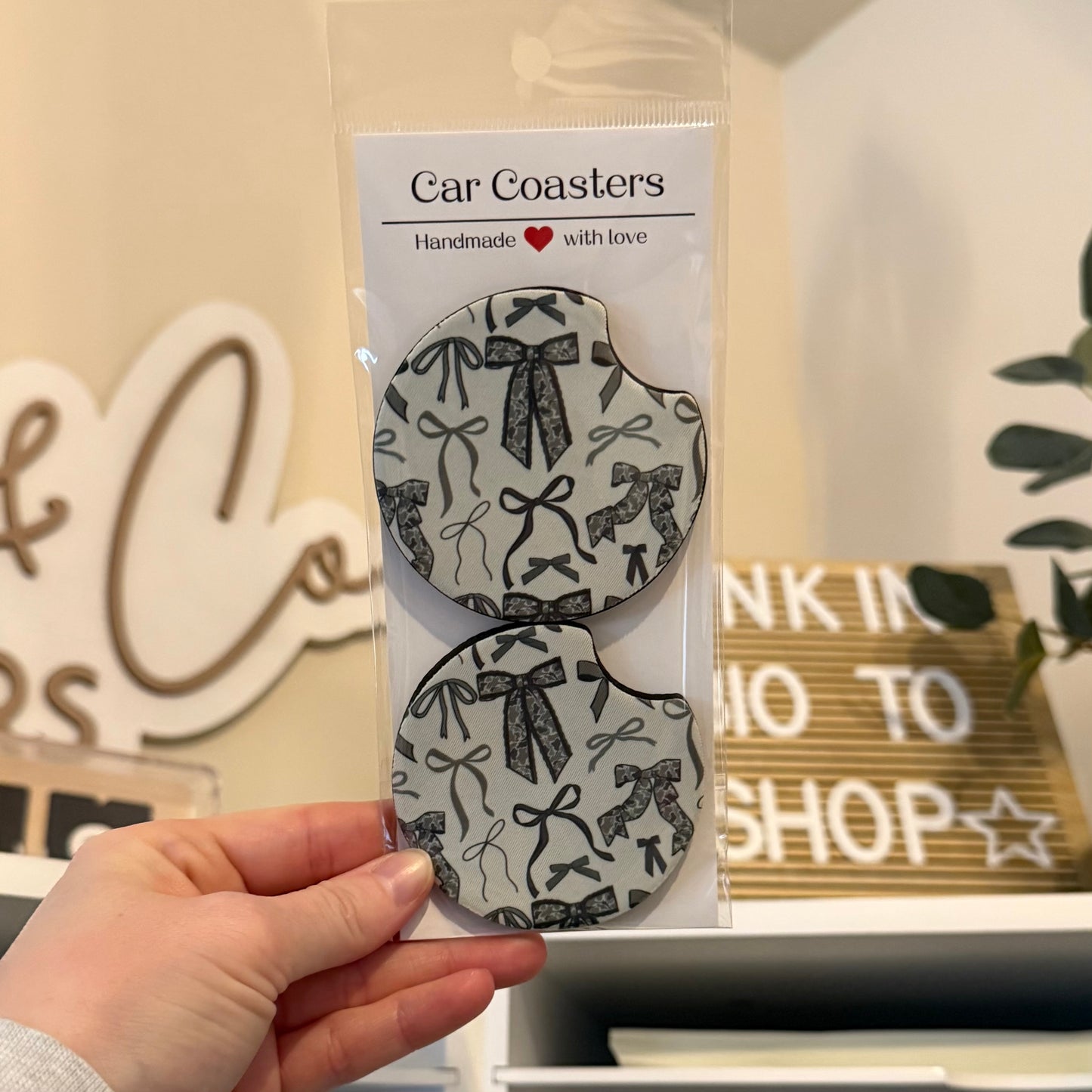 Camo Bows Car Coasters