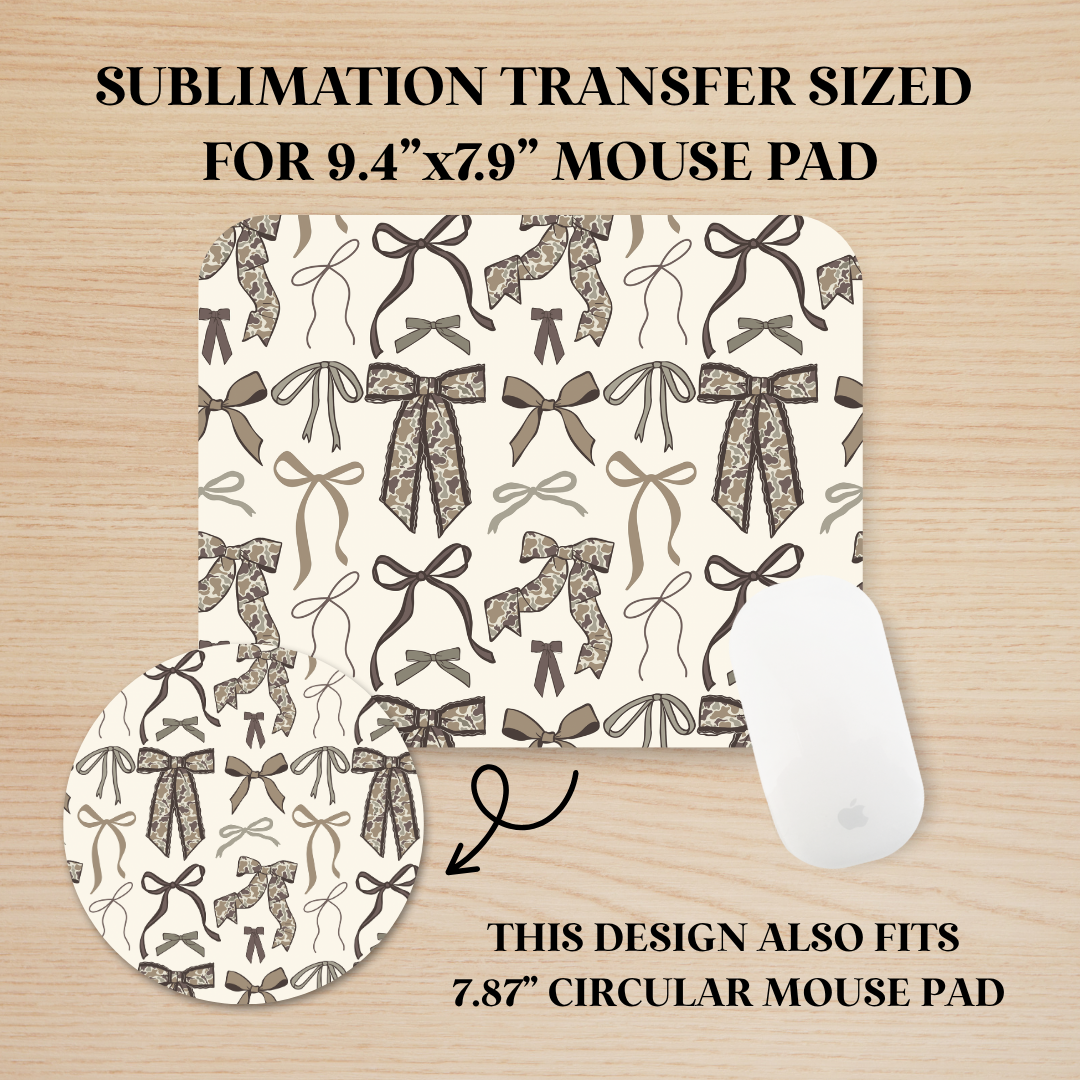 Camo Bows Mouse Pad Sublimation Transfer
