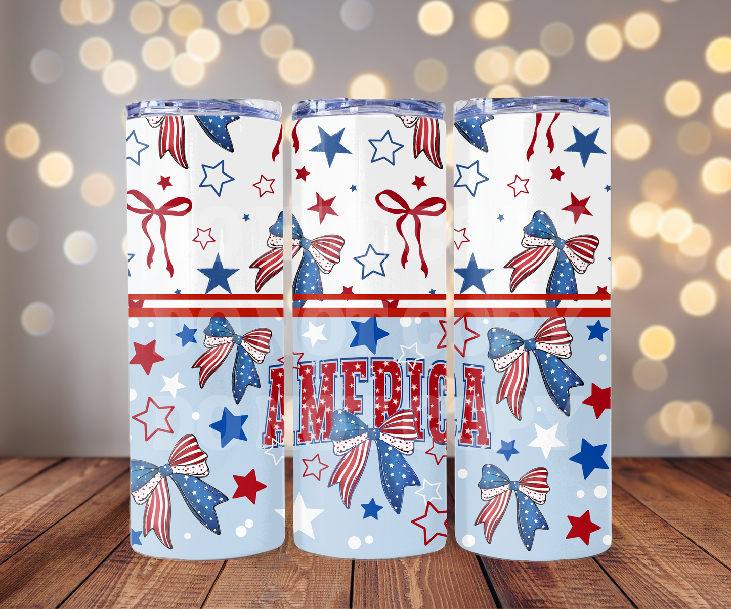 Coquette America 20 oz Skinny Tumbler Sublimation Transfer - Seamless