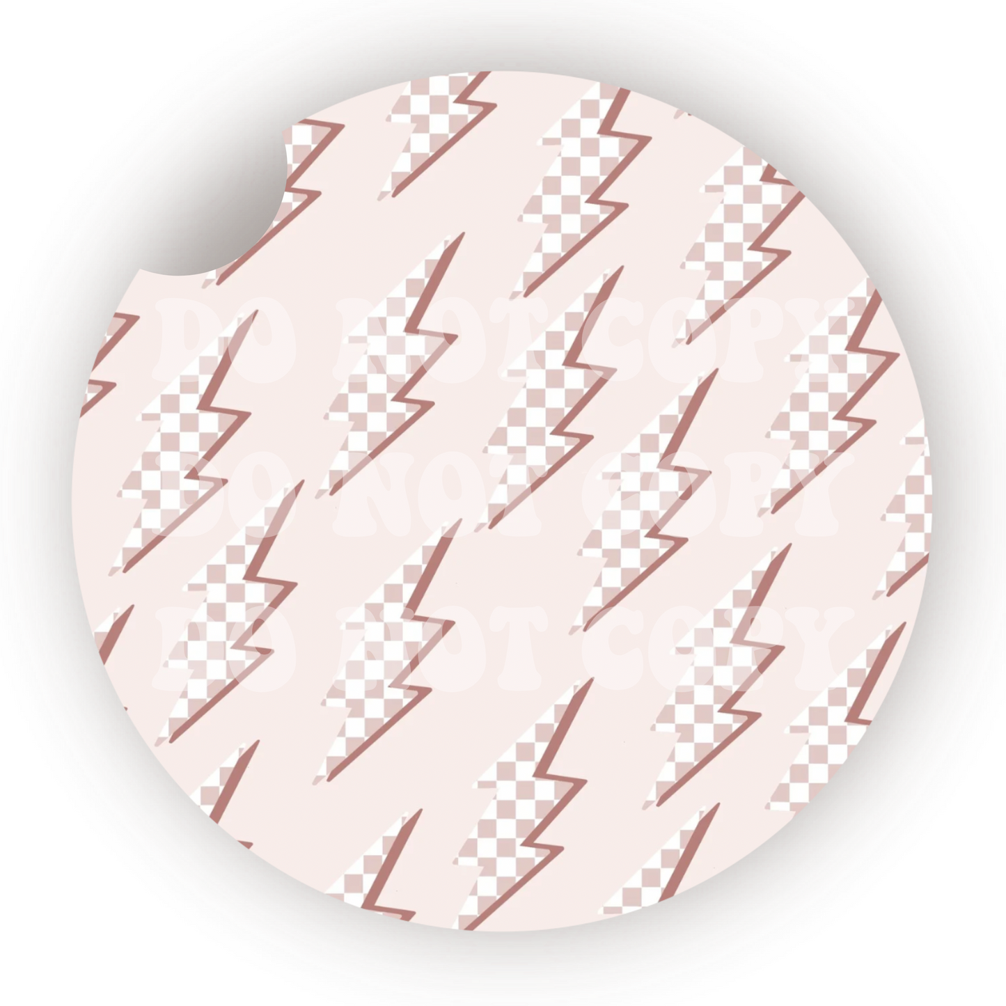 Checker Lightning Bolts Car Coaster Sublimation Transfer (Set of 2)