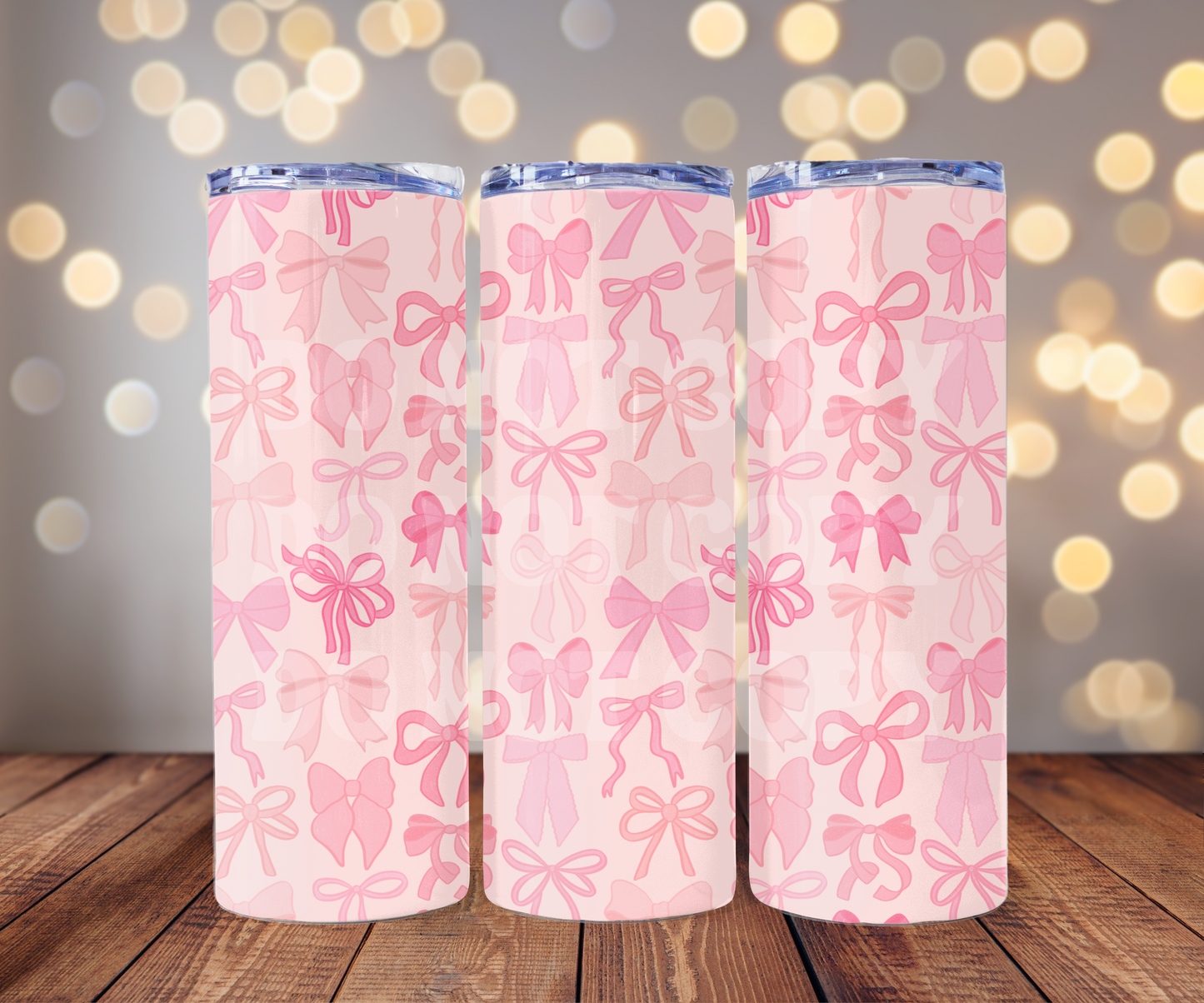 Pink Bows 20 oz Skinny Tumbler Sublimation Transfer - Seamless