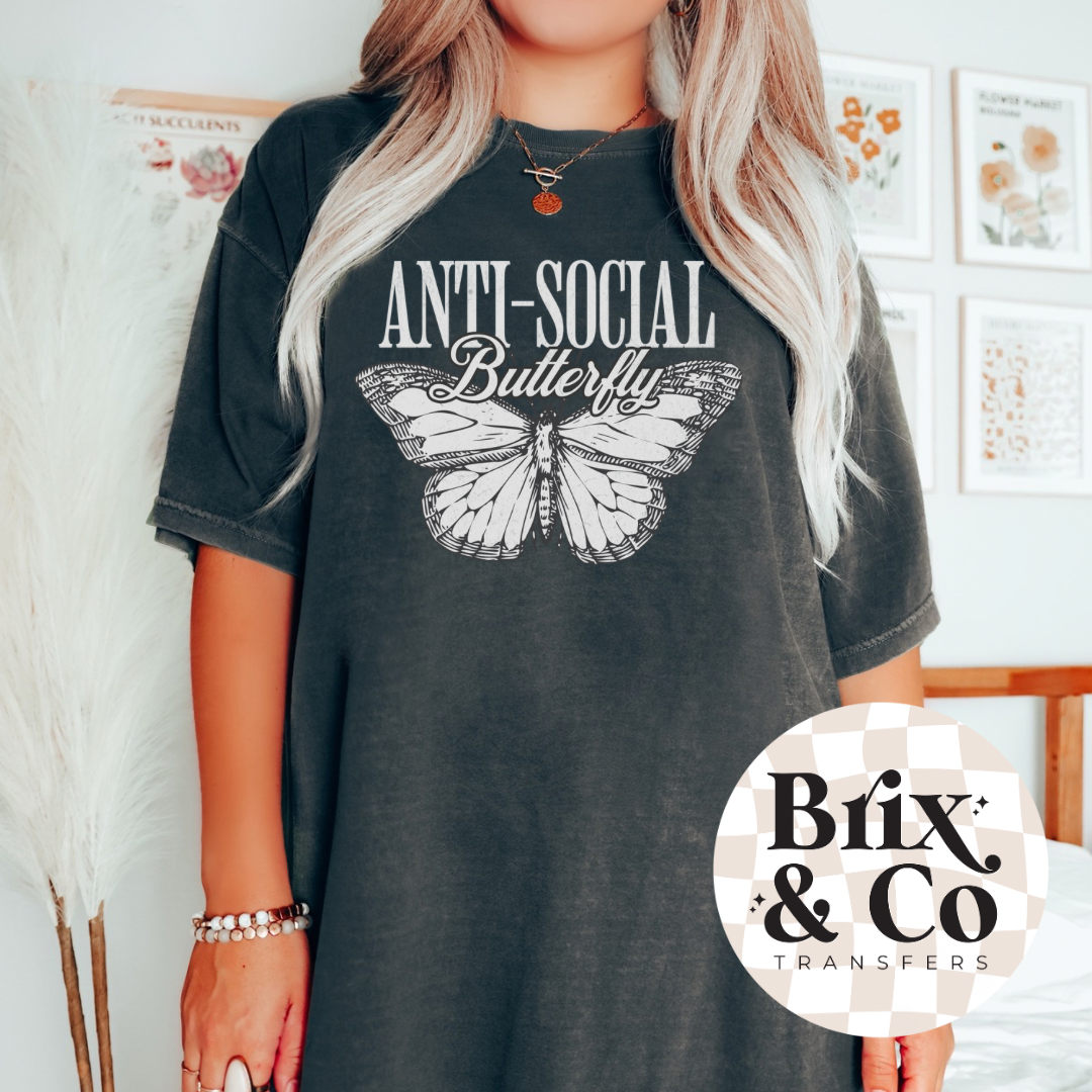 Anti-Social Butterfly DTF HOT PEEL