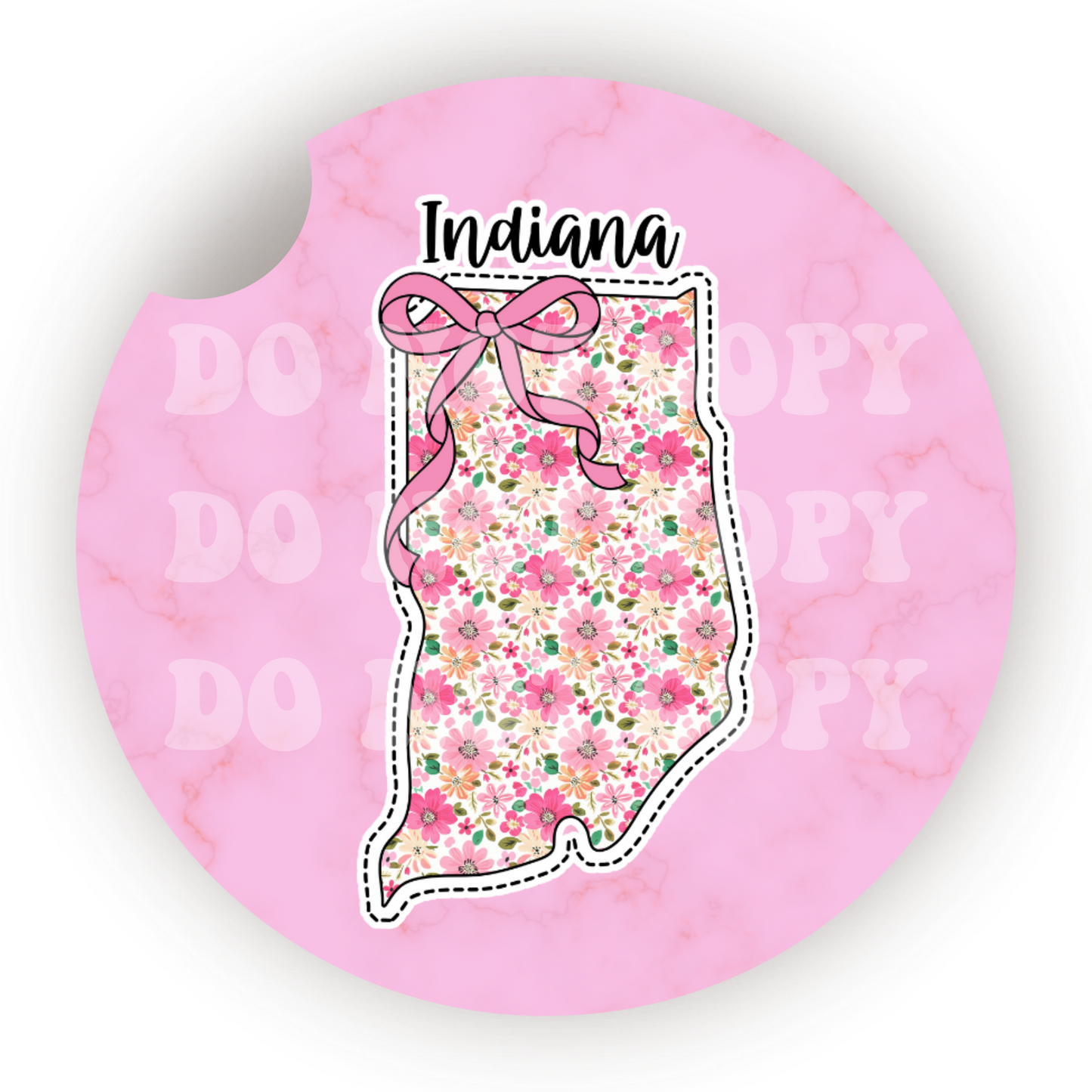 Floral State (Choose Your State) Car Coaster Sublimation Transfer (Set of 2)