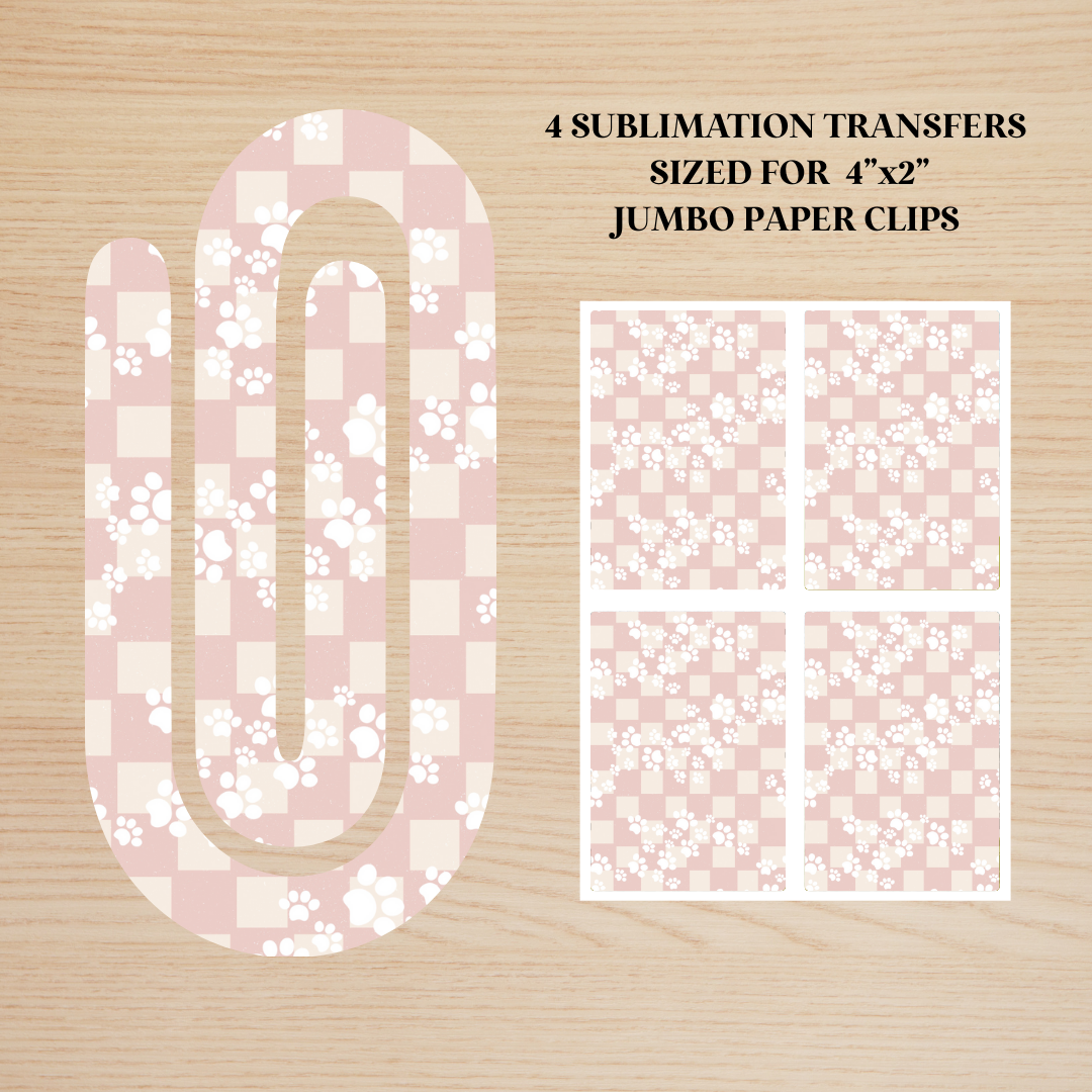 Checker Paw Prints Jumbo Paperclip Sublimation Transfer