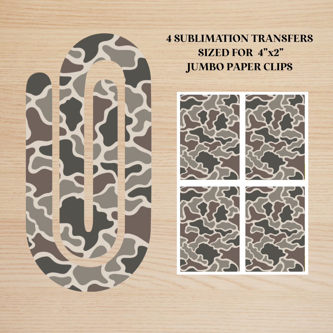 Camo Jumbo Paperclip Sublimation Transfer