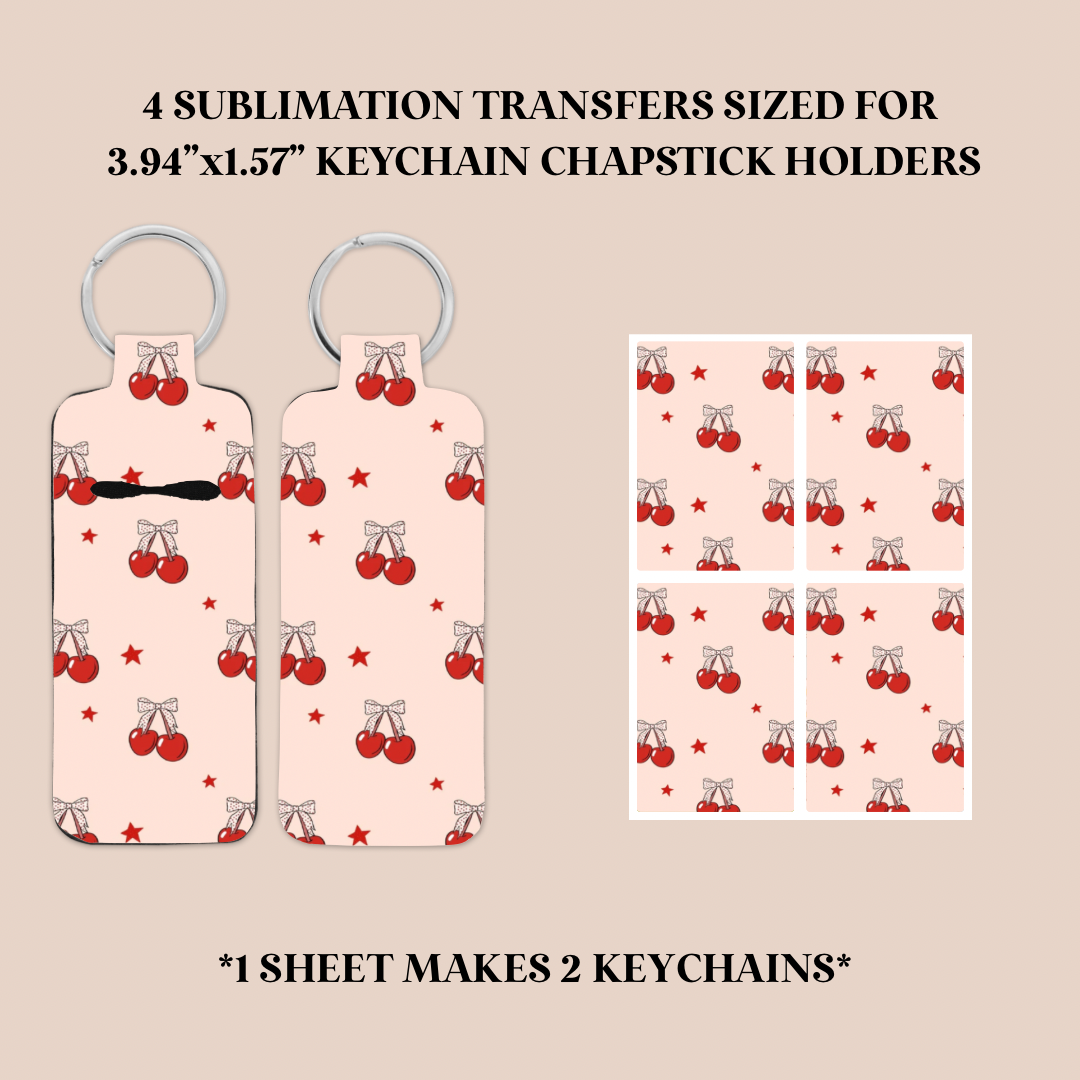 Coquette Cherries Keychain Chapstick Holder Sublimation Transfer