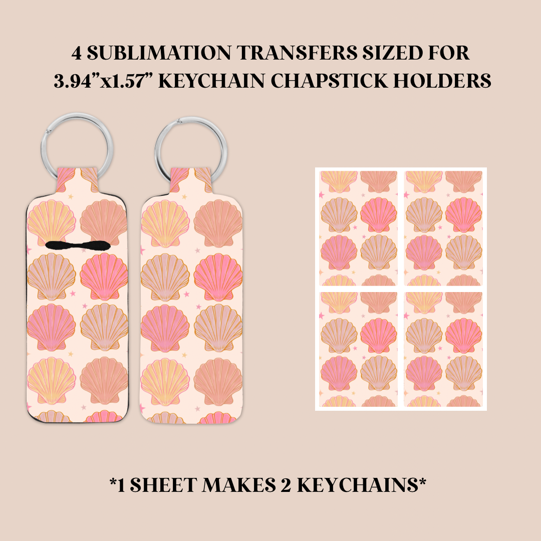 Seashells Keychain Chapstick Holder Sublimation Transfer
