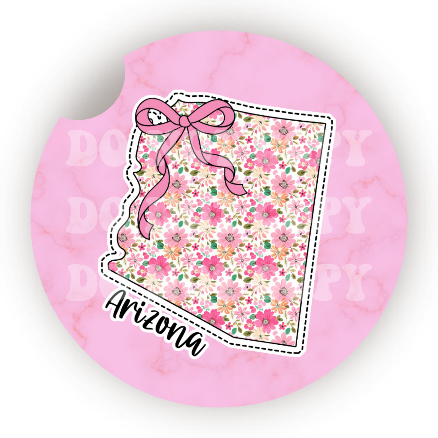 Floral State (Choose Your State) Car Coaster Sublimation Transfer (Set of 2)