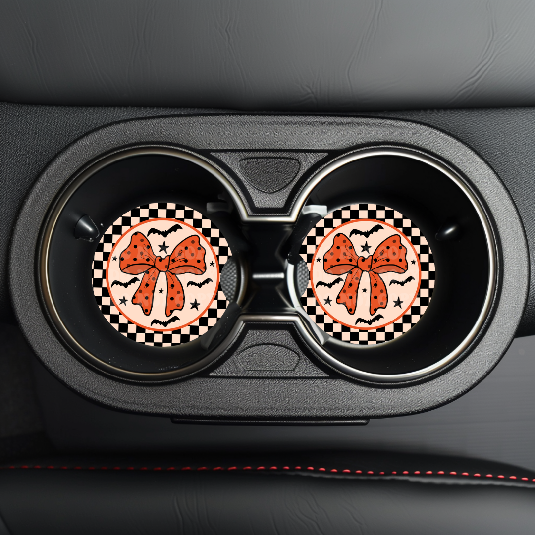 Halloween Bow Car Coaster Sublimation Transfer (Set of 2)