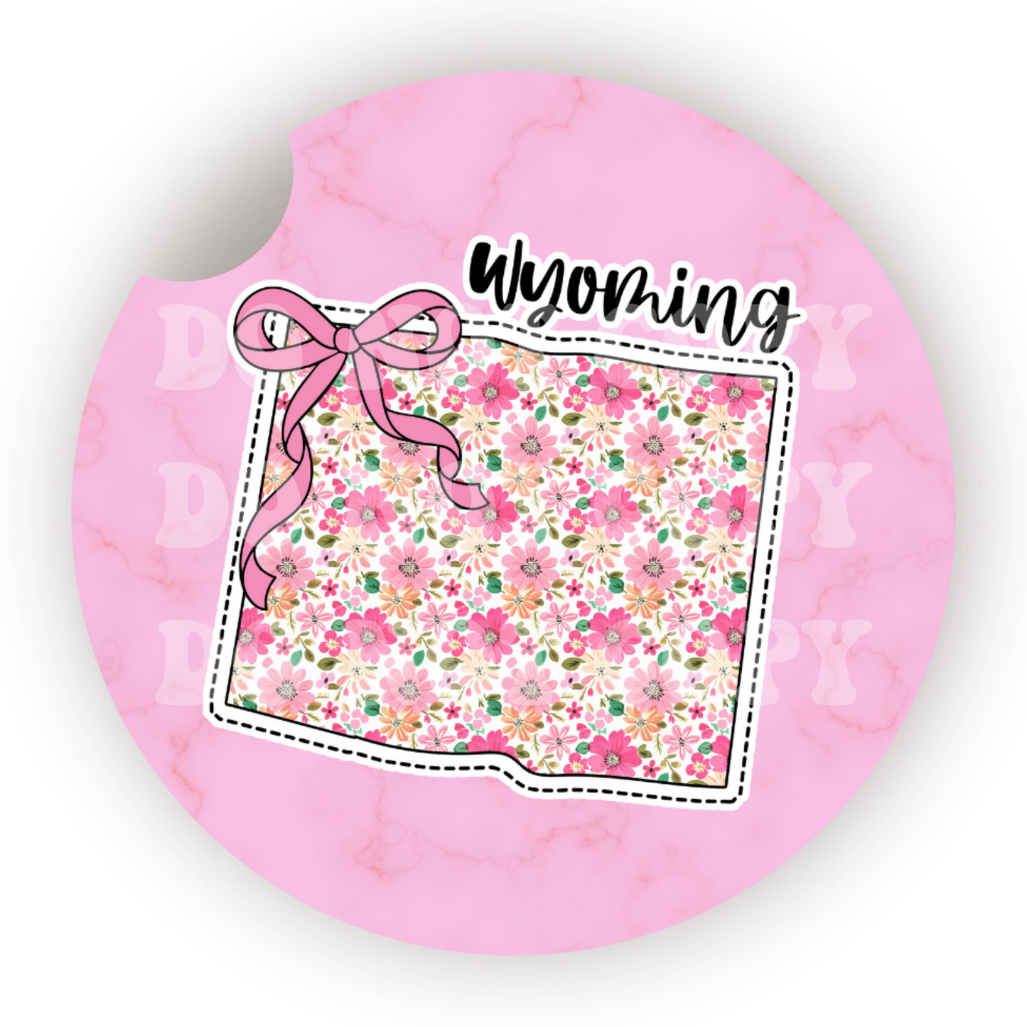 Floral State (Choose Your State) Car Coaster Sublimation Transfer (Set of 2)