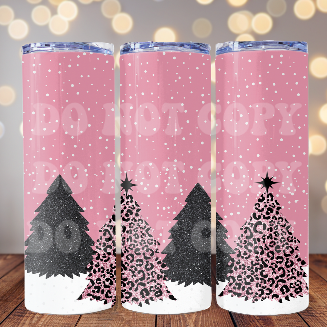 Pink Christmas 20 oz Skinny Tumbler Sublimation Transfer