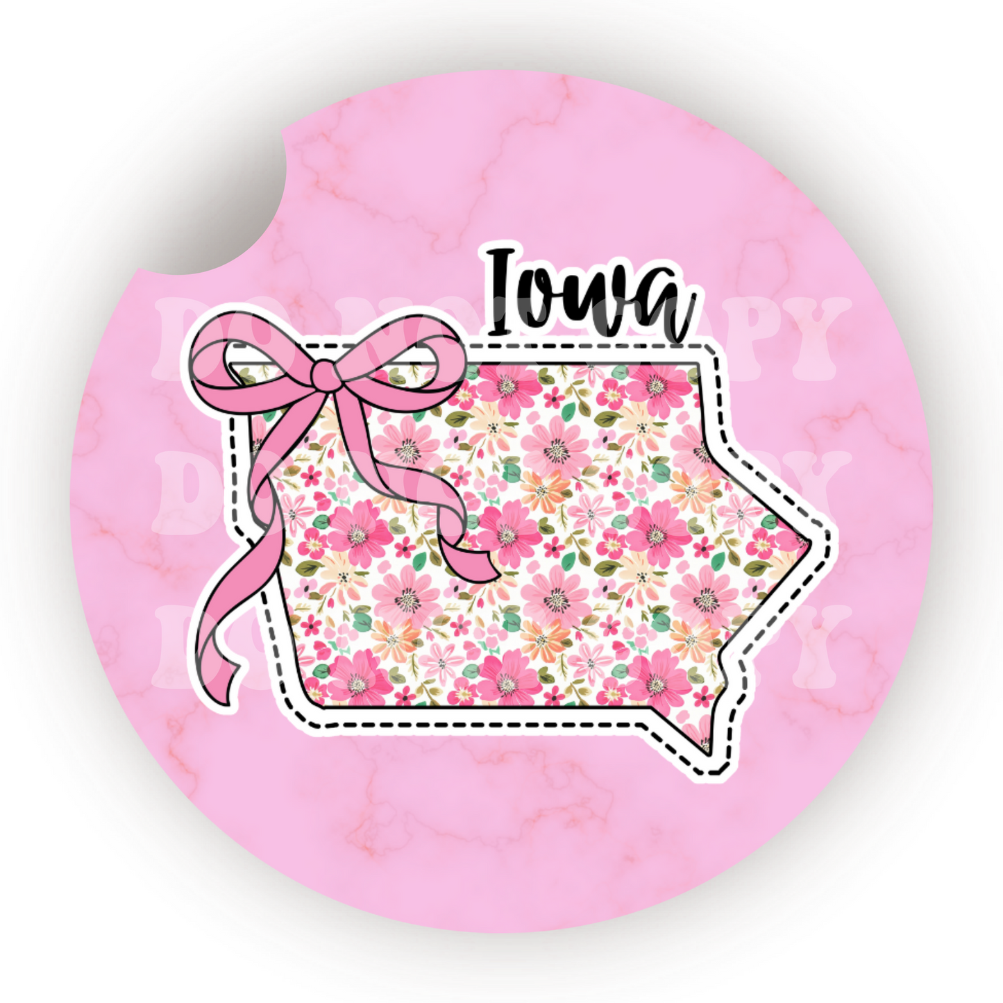 Floral State (Choose Your State) Car Coaster Sublimation Transfer (Set of 2)
