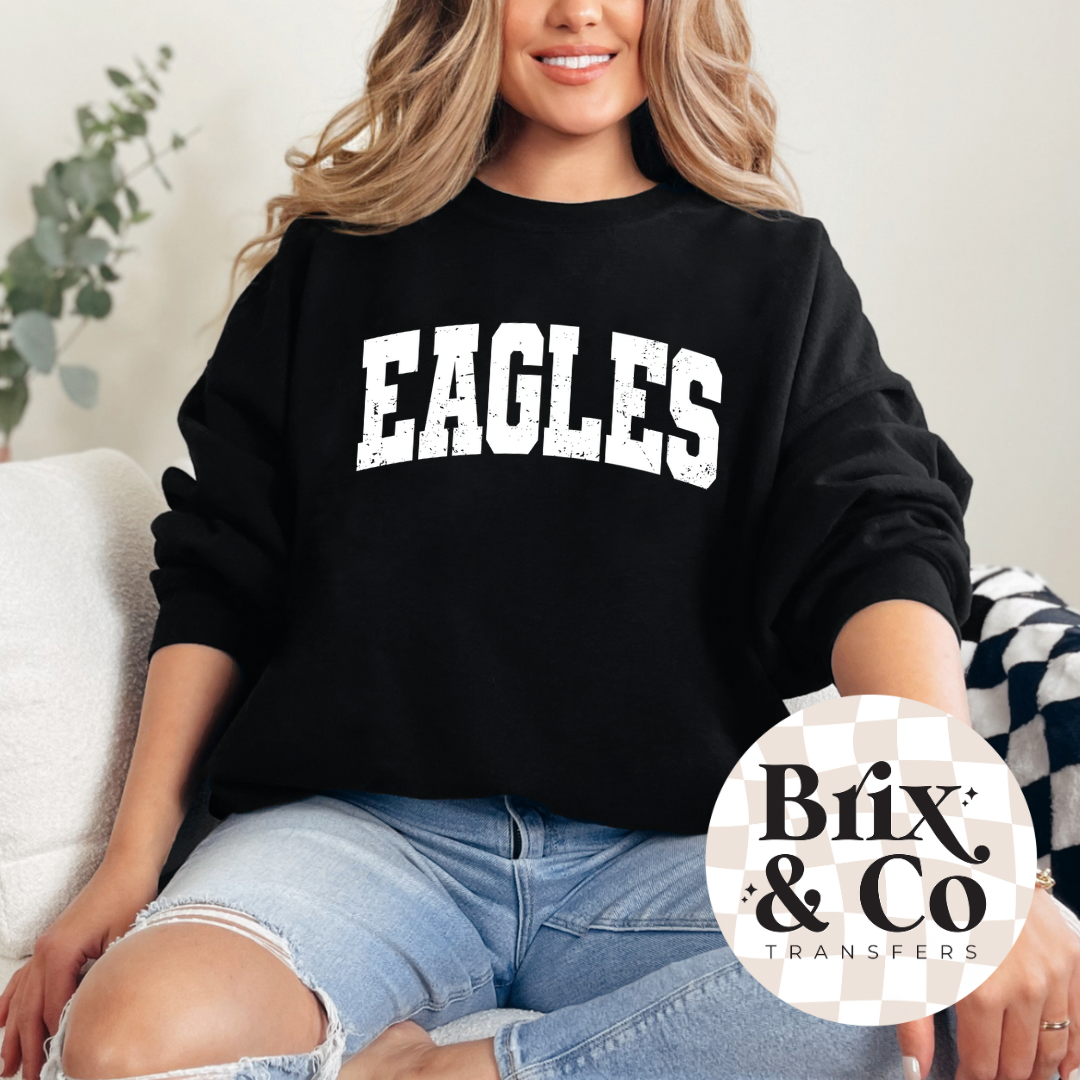 Distressed Varsity Eagles Single Color