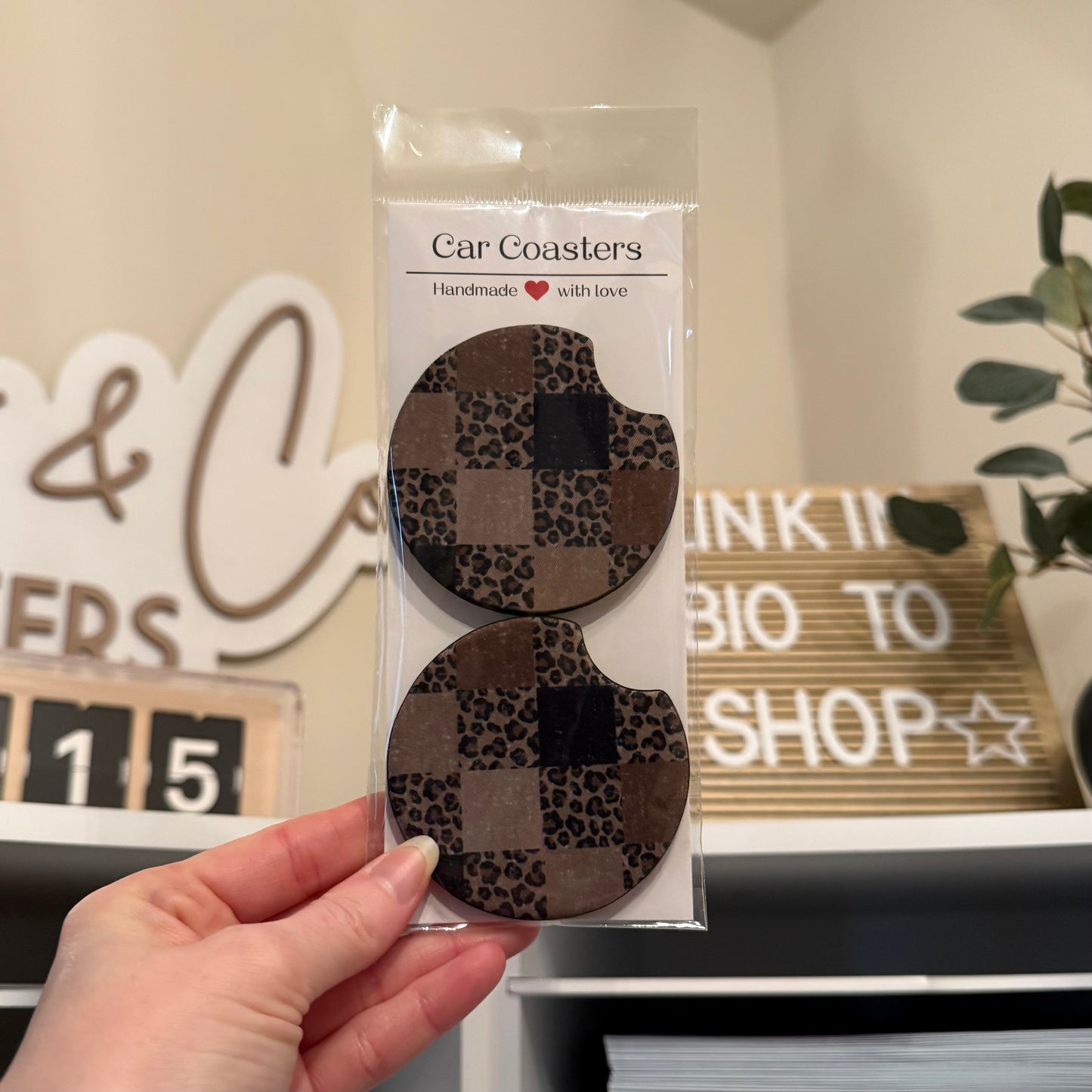 Leopard Patchwork Car Coasters