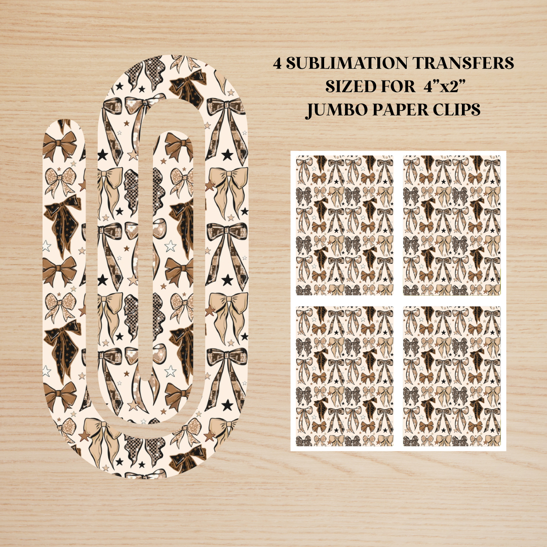 Retro Bows Jumbo Paperclip Sublimation Transfer