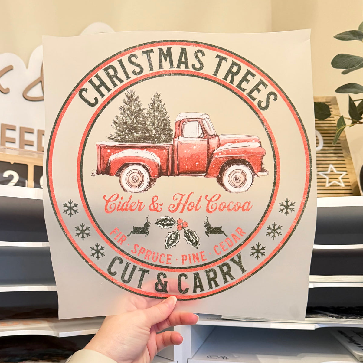 Christmas Trees Cut & Carry DTF HOT PEEL