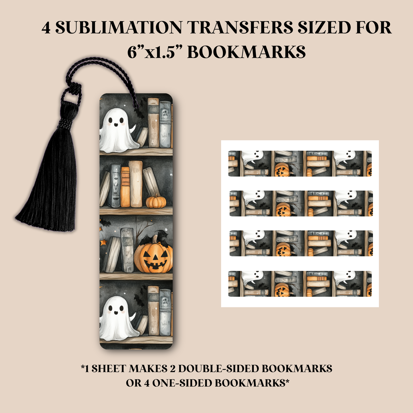 Spooky Bookshelf Bookmark Sublimation Transfer