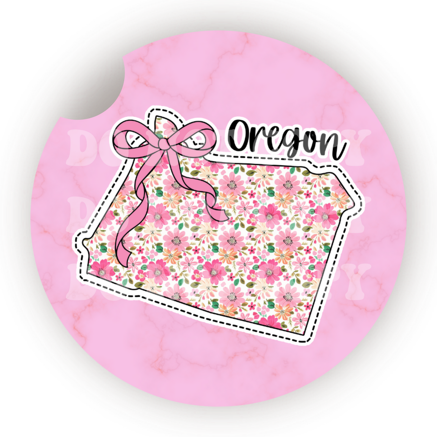 Floral State (Choose Your State) Car Coaster Sublimation Transfer (Set of 2)