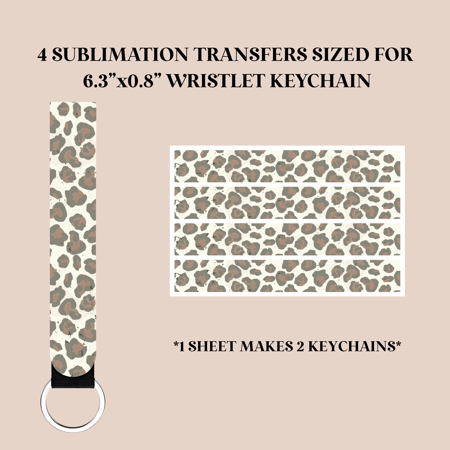 Camo Leopard Print Wristlet Keychain Sublimation Transfer