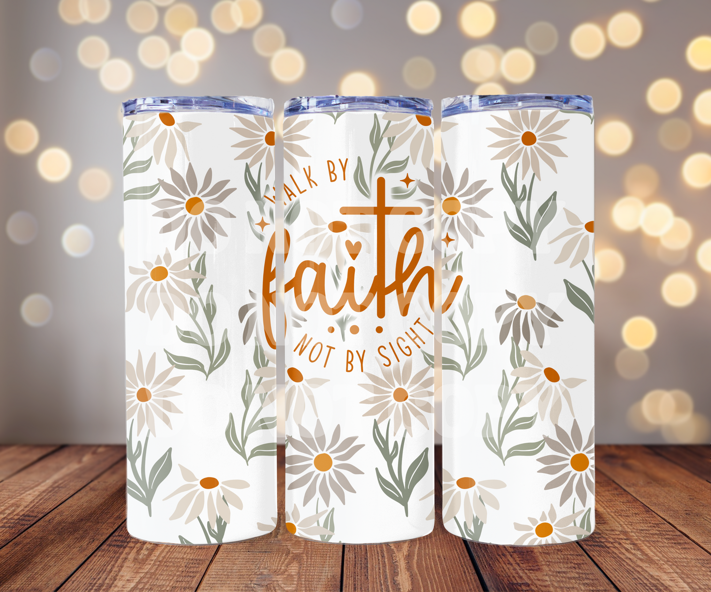 Walk By Faith 20 oz Skinny Tumbler Sublimation Transfer - Seamless