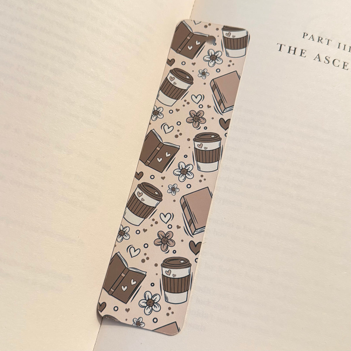 Books & Coffee Metal Bookmark No Tassel Included