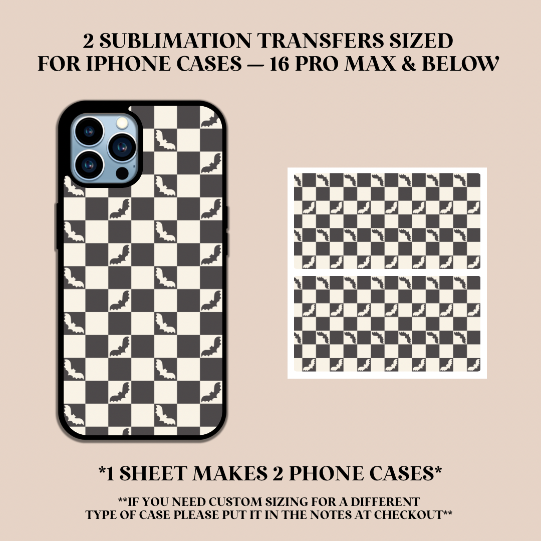 Checker Bats Phone Case Sublimation Transfer