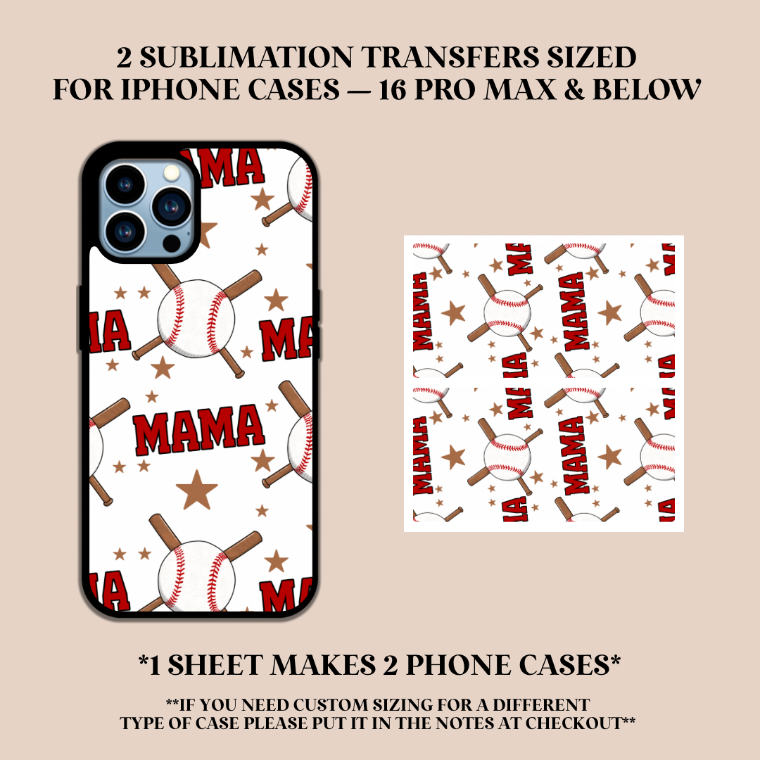 Baseball Mama Phone Case Sublimation Transfer