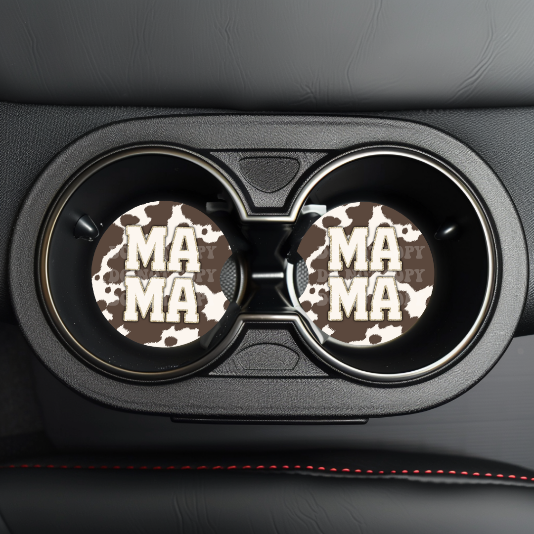 Cow Print Mama Car Coaster Sublimation Transfer (Set of 2)