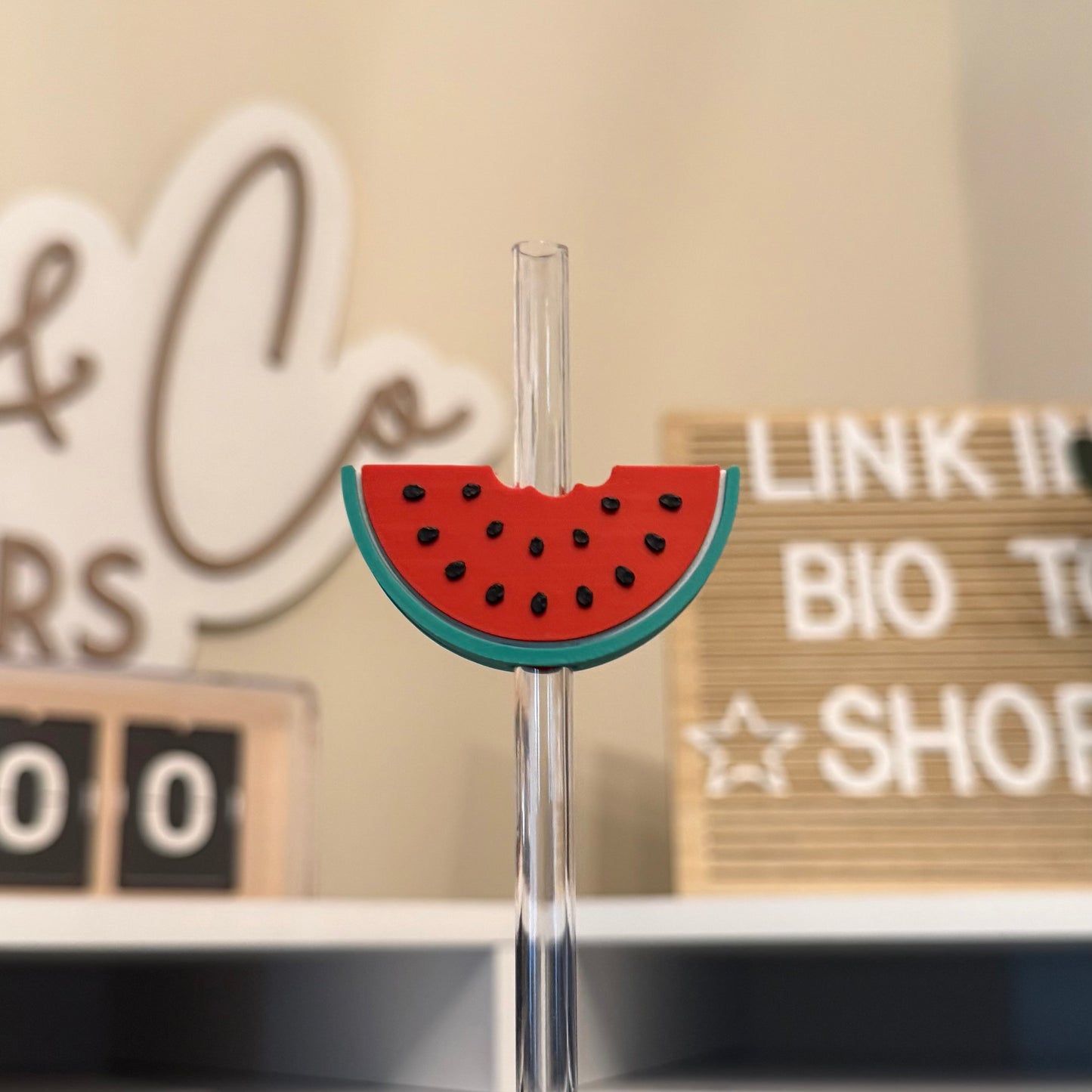 Watermelon 3D Printed Straw Topper