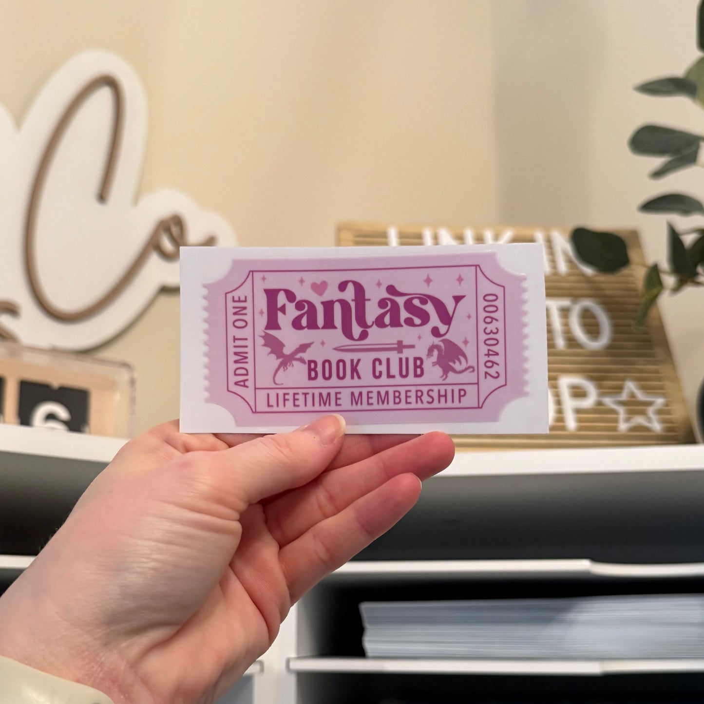 Fantasy Book Club Ticket UVDTF 4” Decal