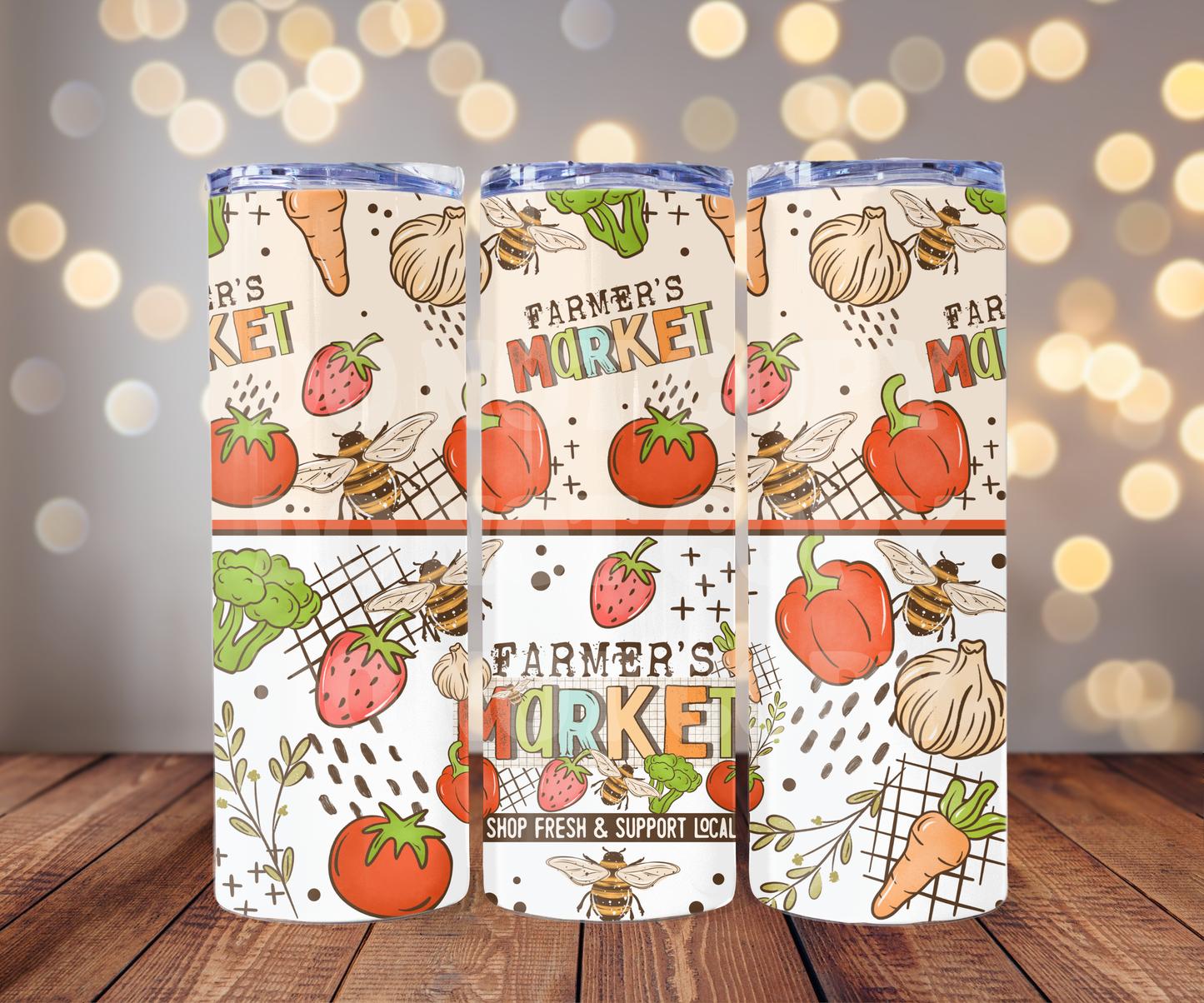 Farmers Market 20 oz Skinny Tumbler Sublimation Transfer - Seamless
