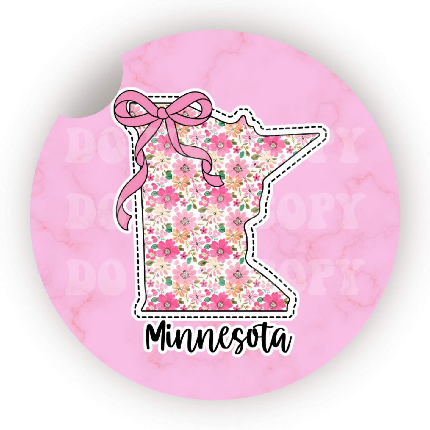 Floral State (Choose Your State) Car Coaster Sublimation Transfer (Set of 2)