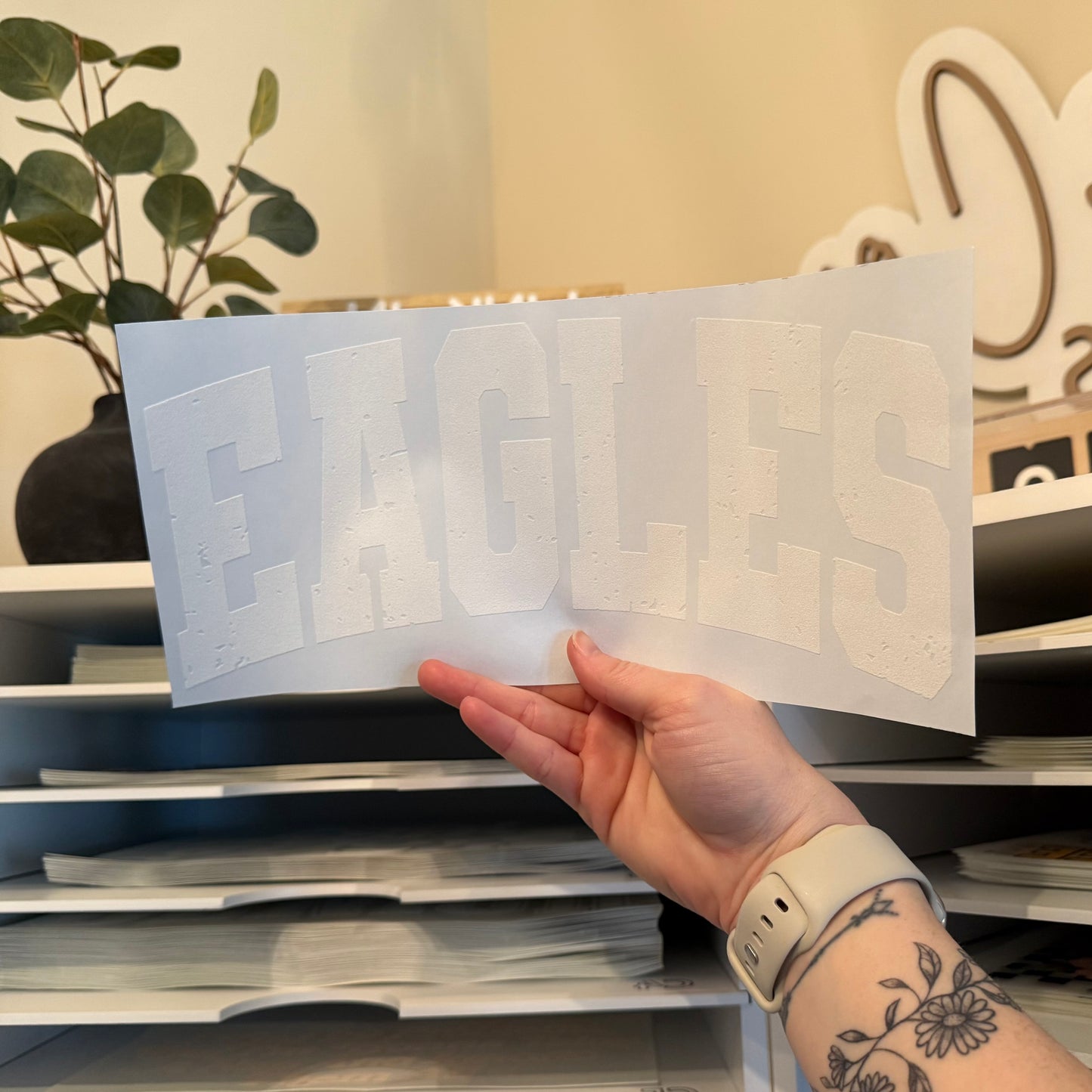 Distressed Varsity Eagles Single Color