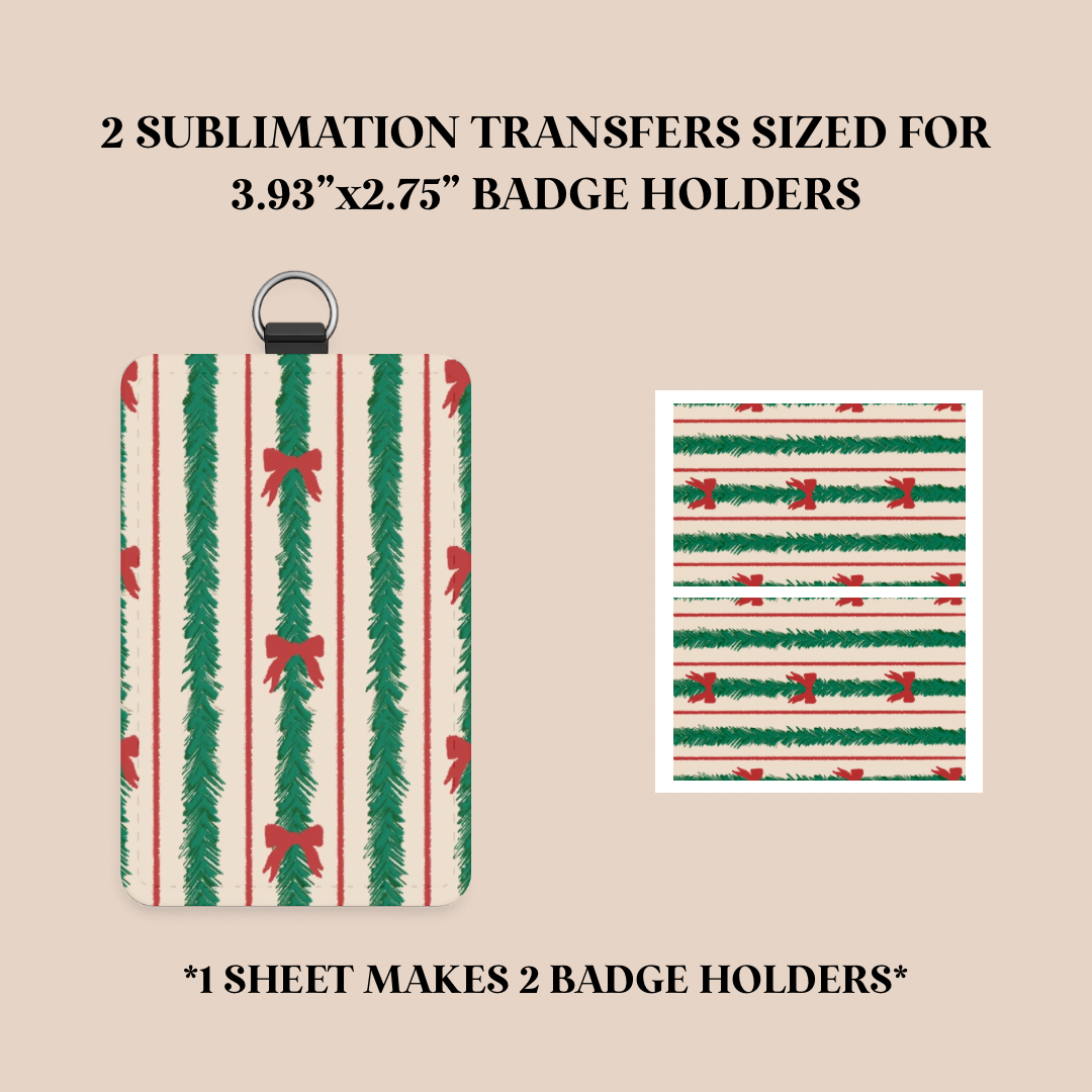 Christmas Tinsel Badge Holder Sublimation Transfer