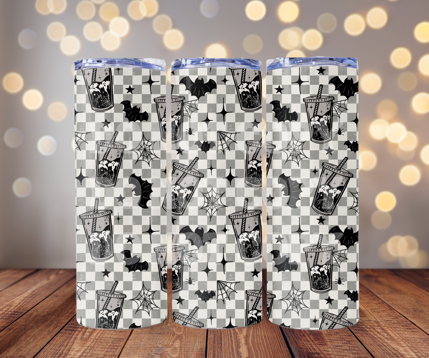 Spooky Iced Coffee 20 oz Skinny Tumbler Sublimation Transfer - Seamless