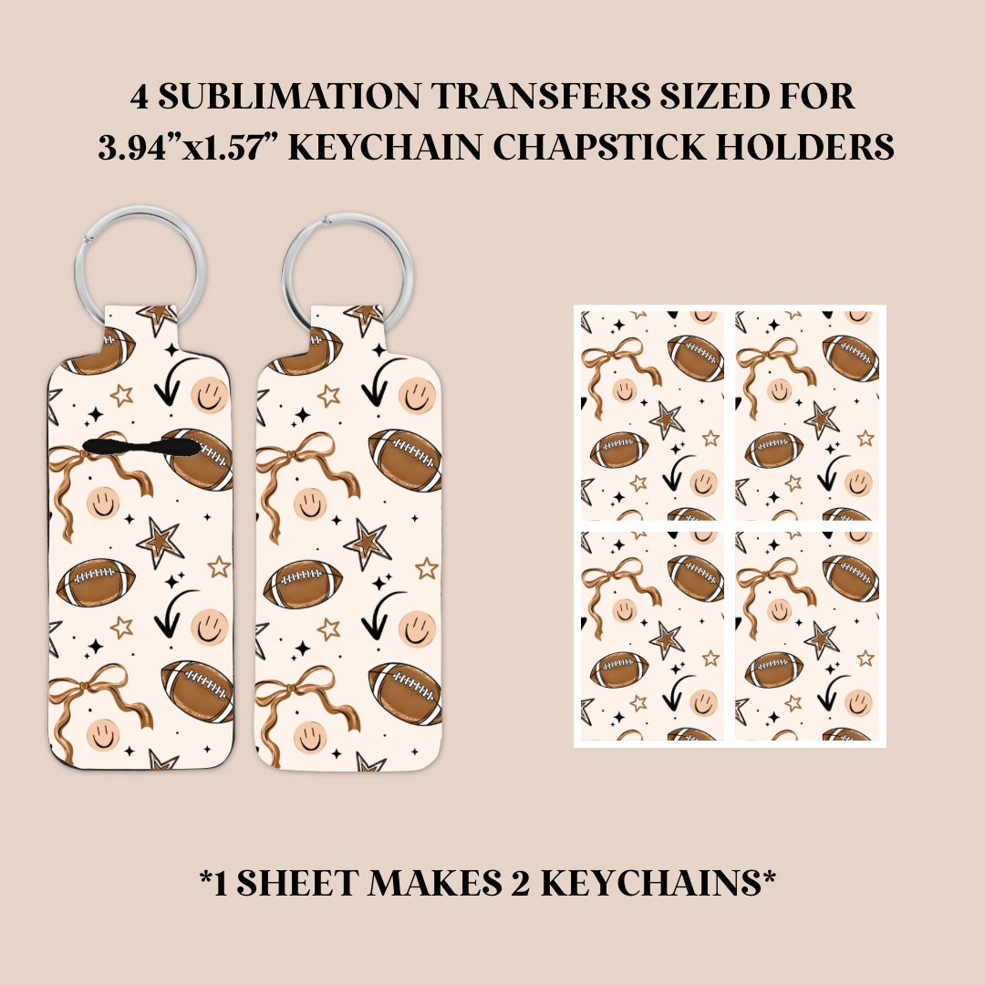 Football Keychain Chapstick Holder Sublimation Transfer